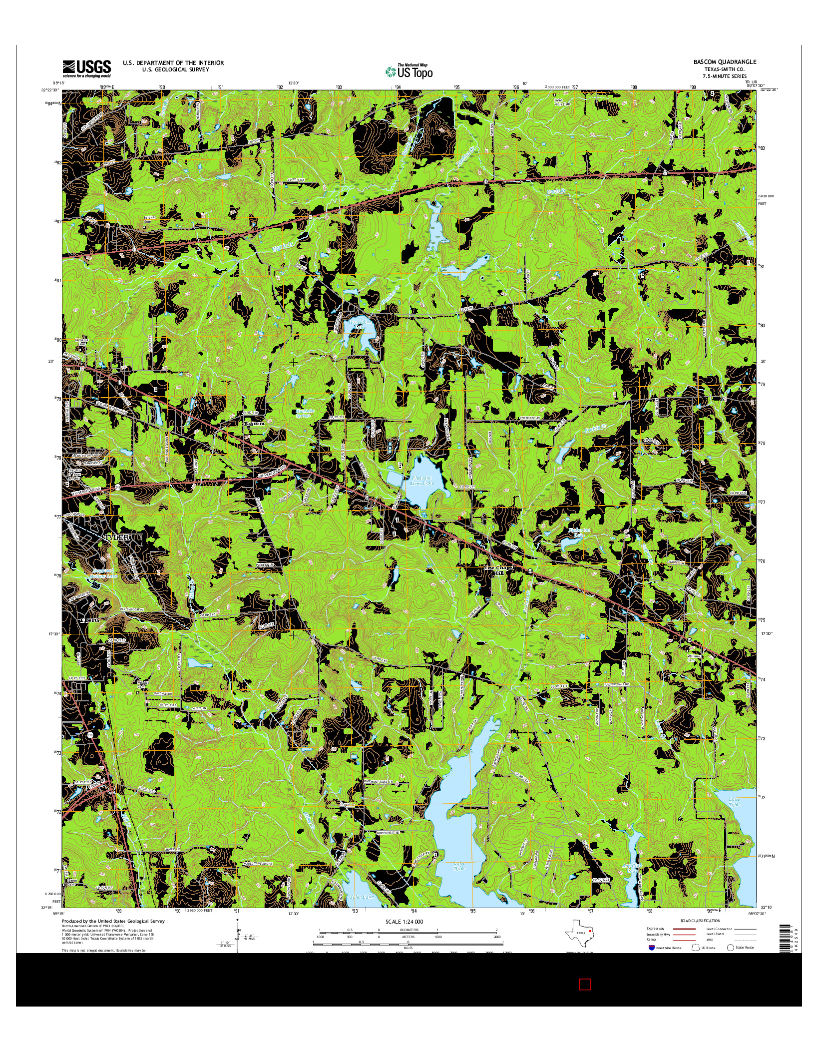 USGS US TOPO 7.5-MINUTE MAP FOR BASCOM, TX 2016