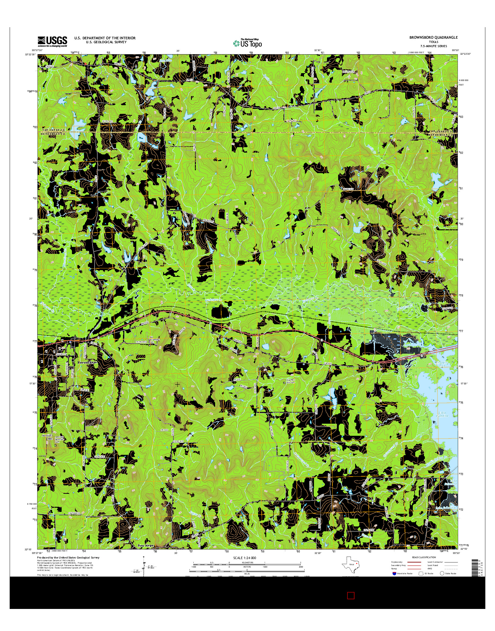 USGS US TOPO 7.5-MINUTE MAP FOR BROWNSBORO, TX 2016