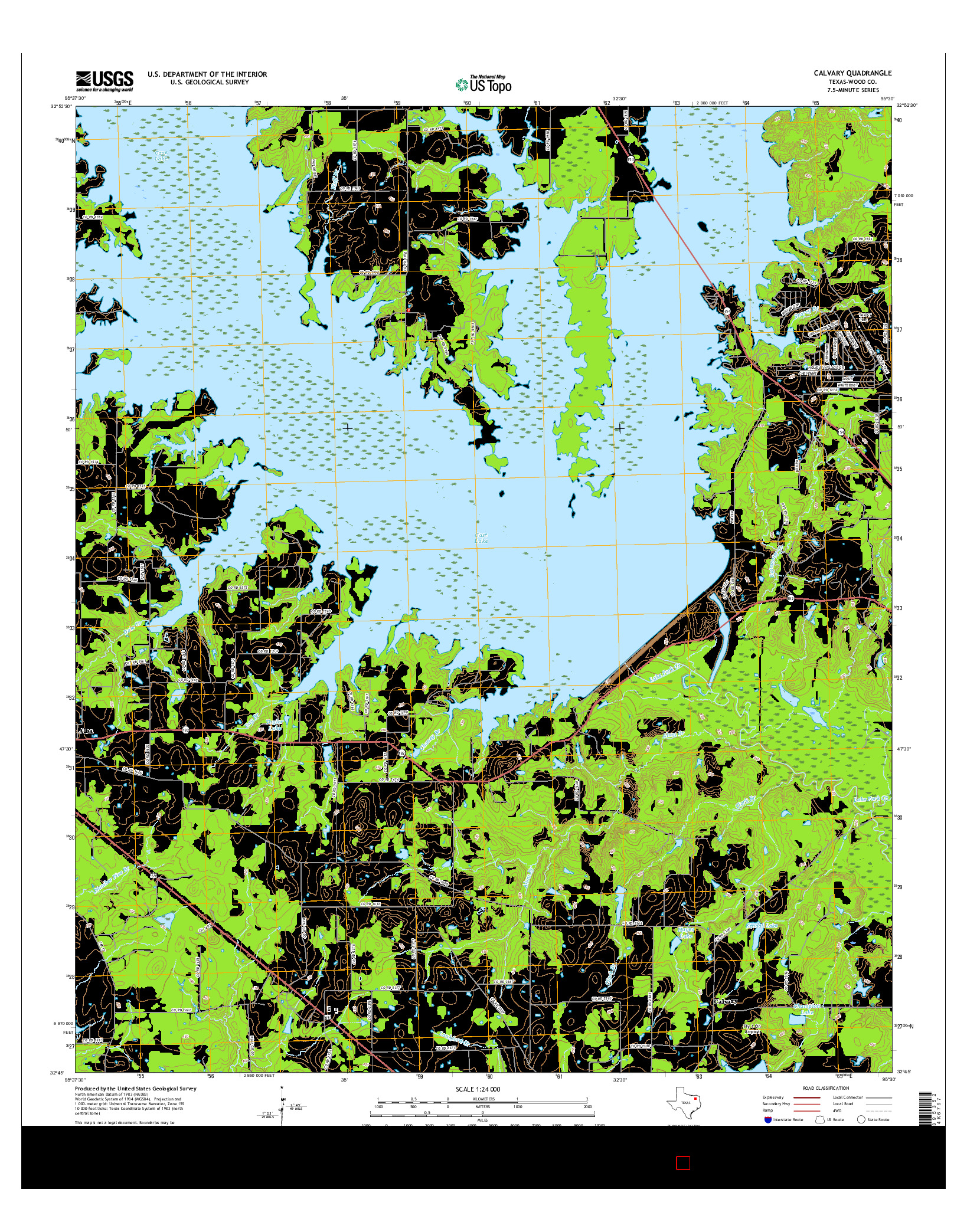 USGS US TOPO 7.5-MINUTE MAP FOR CALVARY, TX 2016