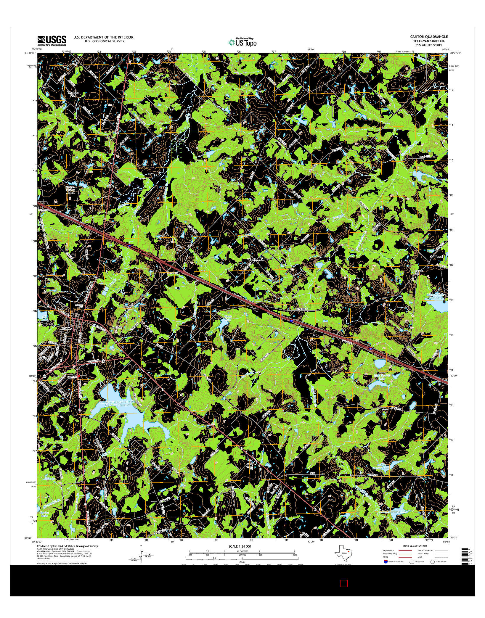 USGS US TOPO 7.5-MINUTE MAP FOR CANTON, TX 2016