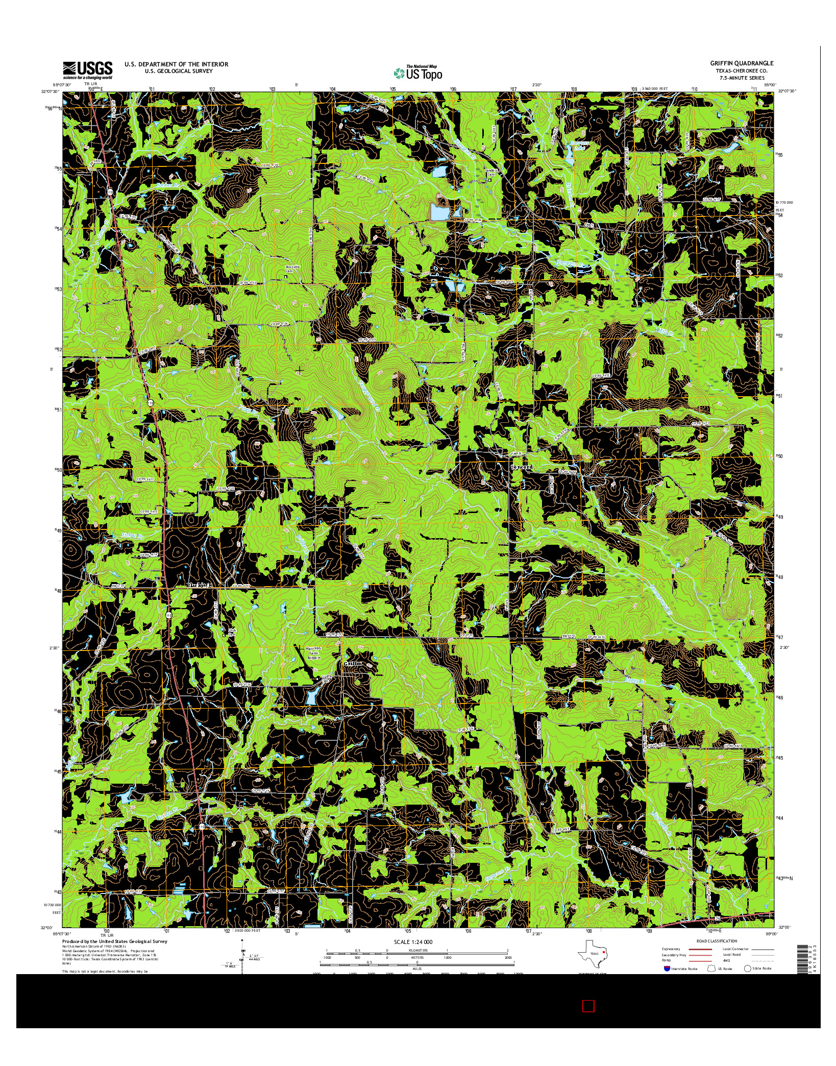 USGS US TOPO 7.5-MINUTE MAP FOR GRIFFIN, TX 2016