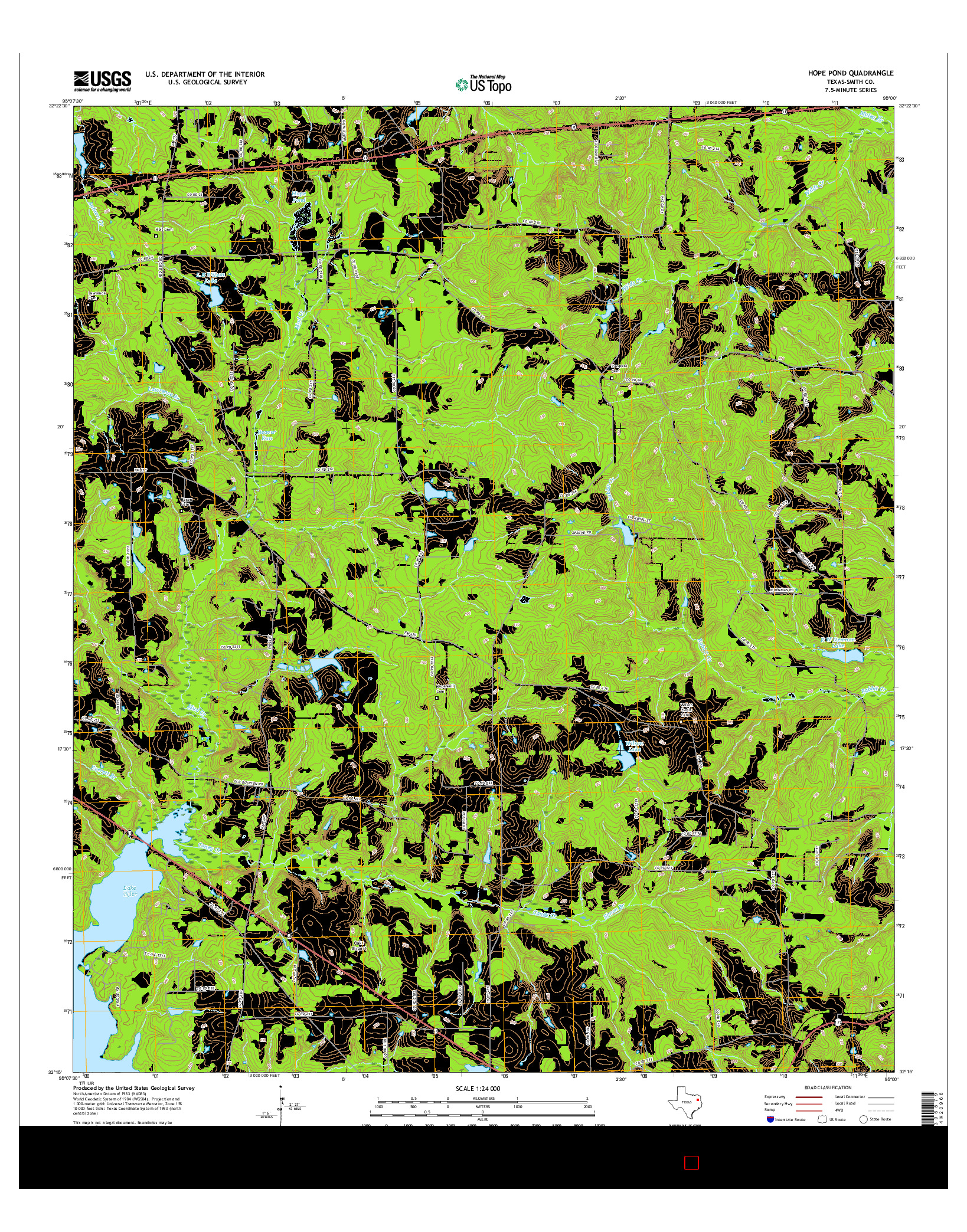 USGS US TOPO 7.5-MINUTE MAP FOR HOPE POND, TX 2016