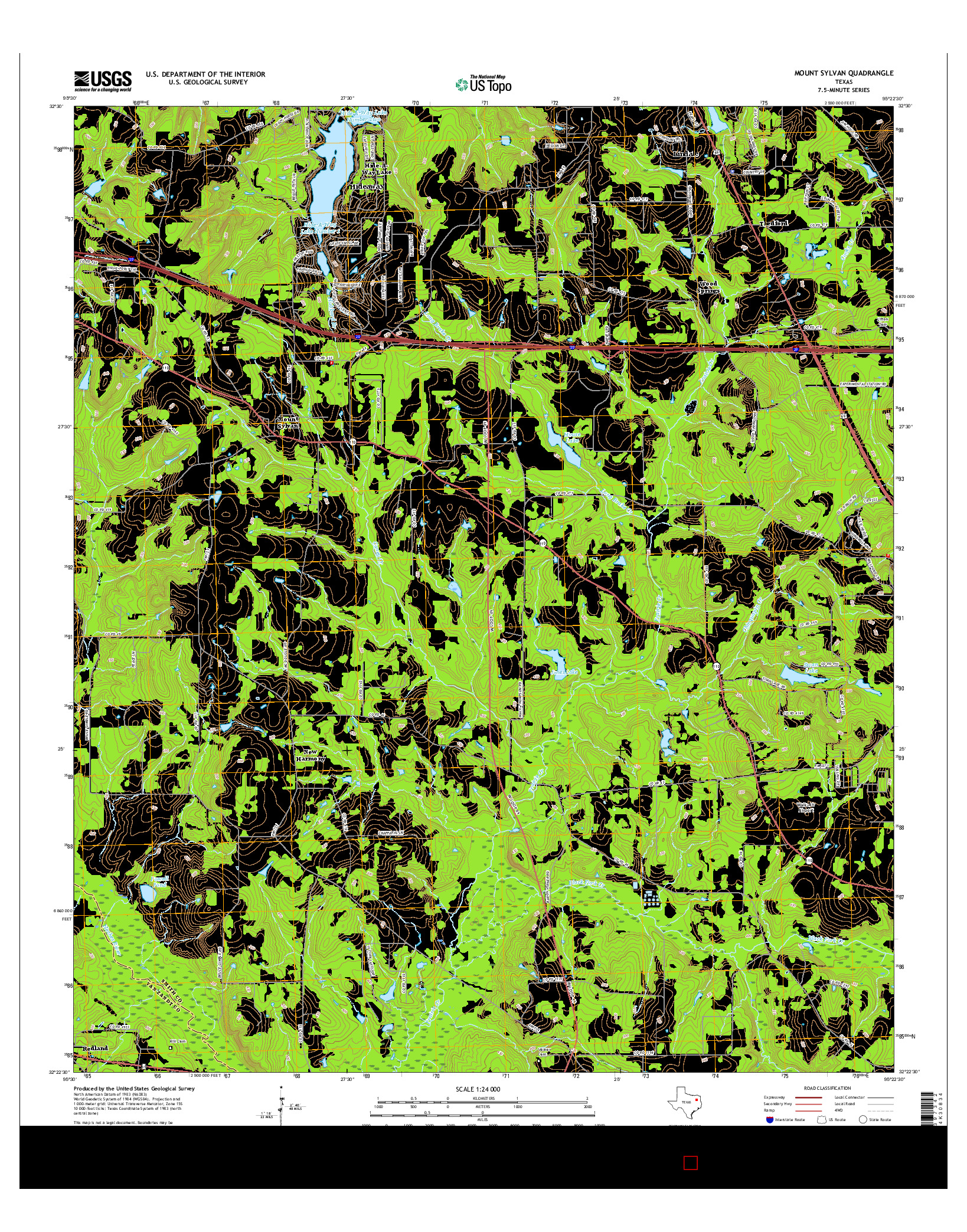 USGS US TOPO 7.5-MINUTE MAP FOR MOUNT SYLVAN, TX 2016