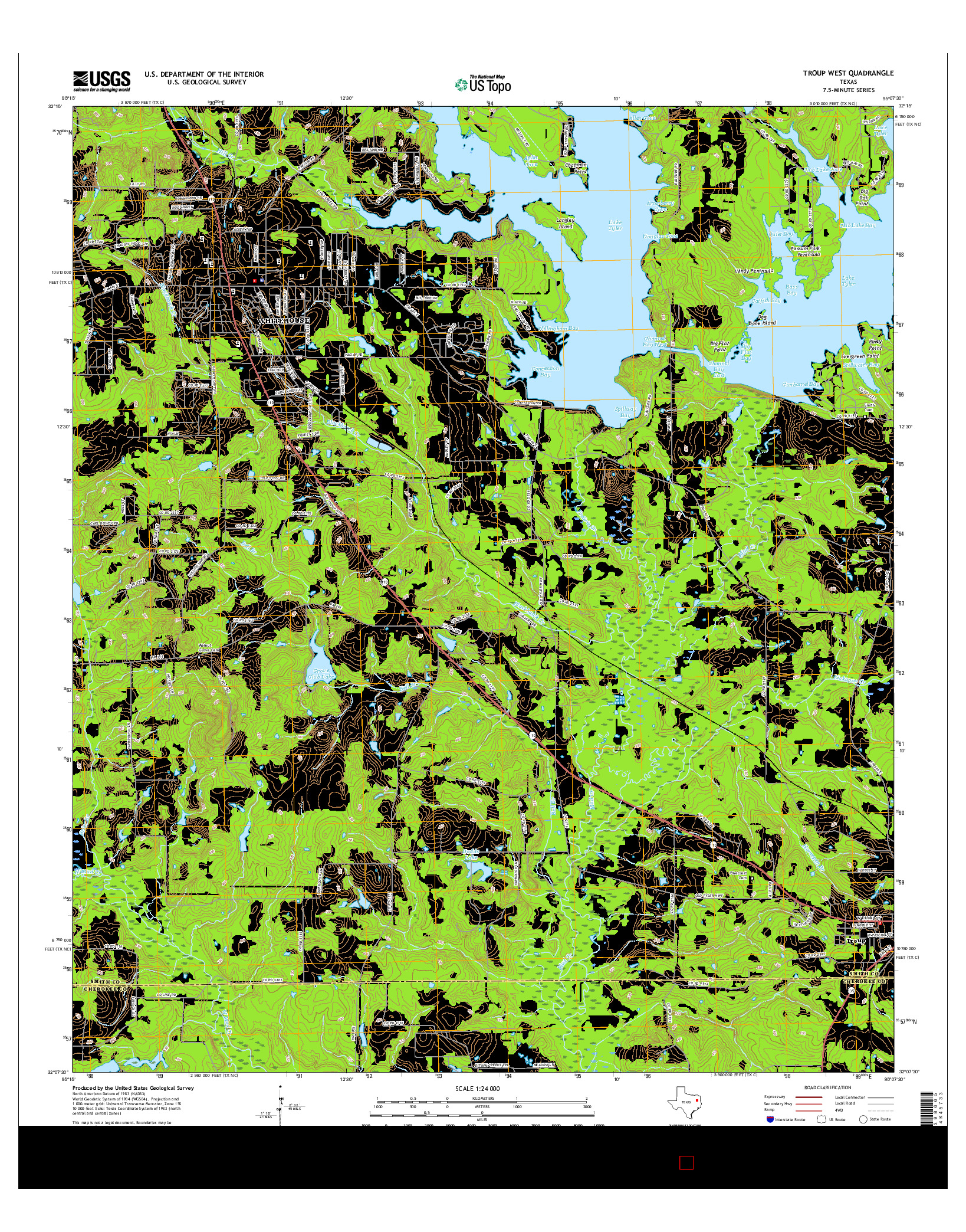 USGS US TOPO 7.5-MINUTE MAP FOR TROUP WEST, TX 2016