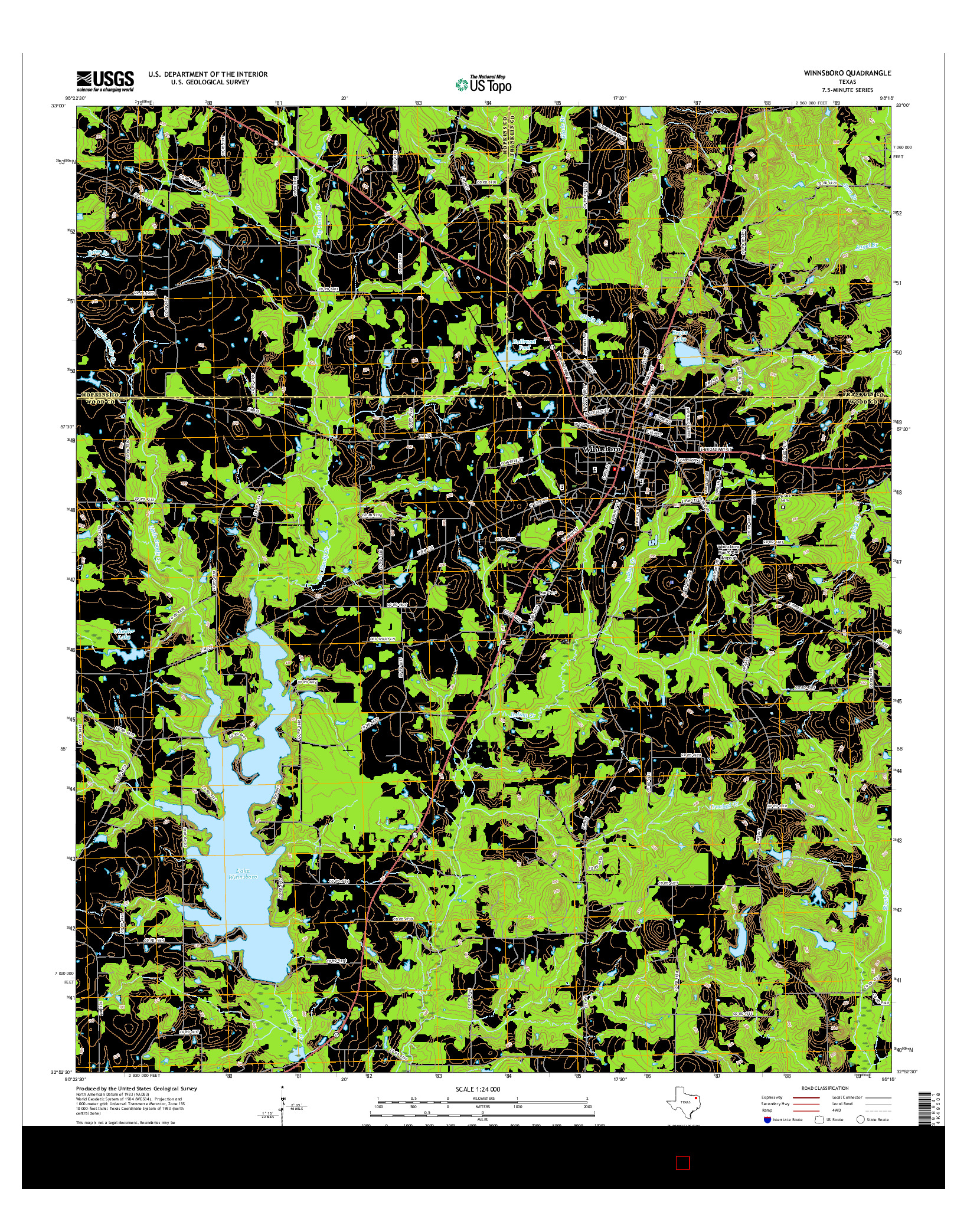 USGS US TOPO 7.5-MINUTE MAP FOR WINNSBORO, TX 2016