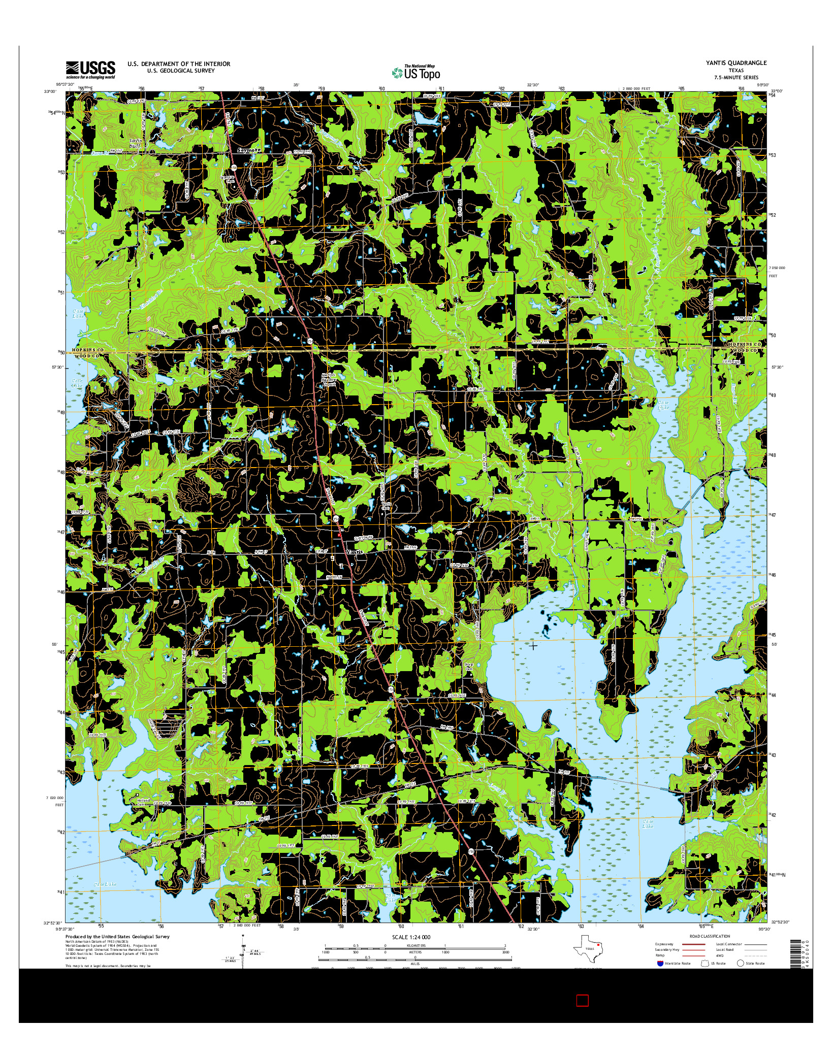 USGS US TOPO 7.5-MINUTE MAP FOR YANTIS, TX 2016