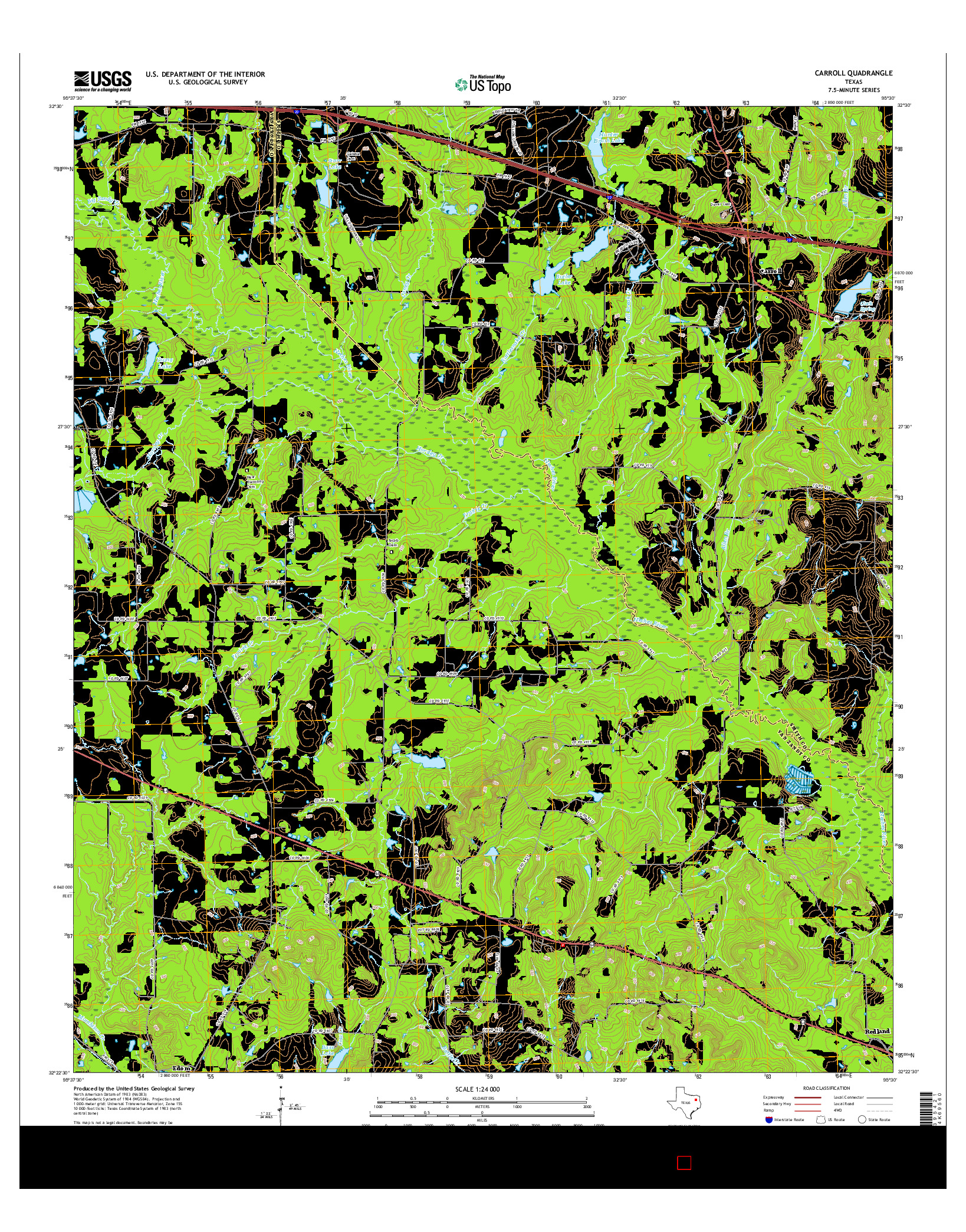 USGS US TOPO 7.5-MINUTE MAP FOR CARROLL, TX 2016