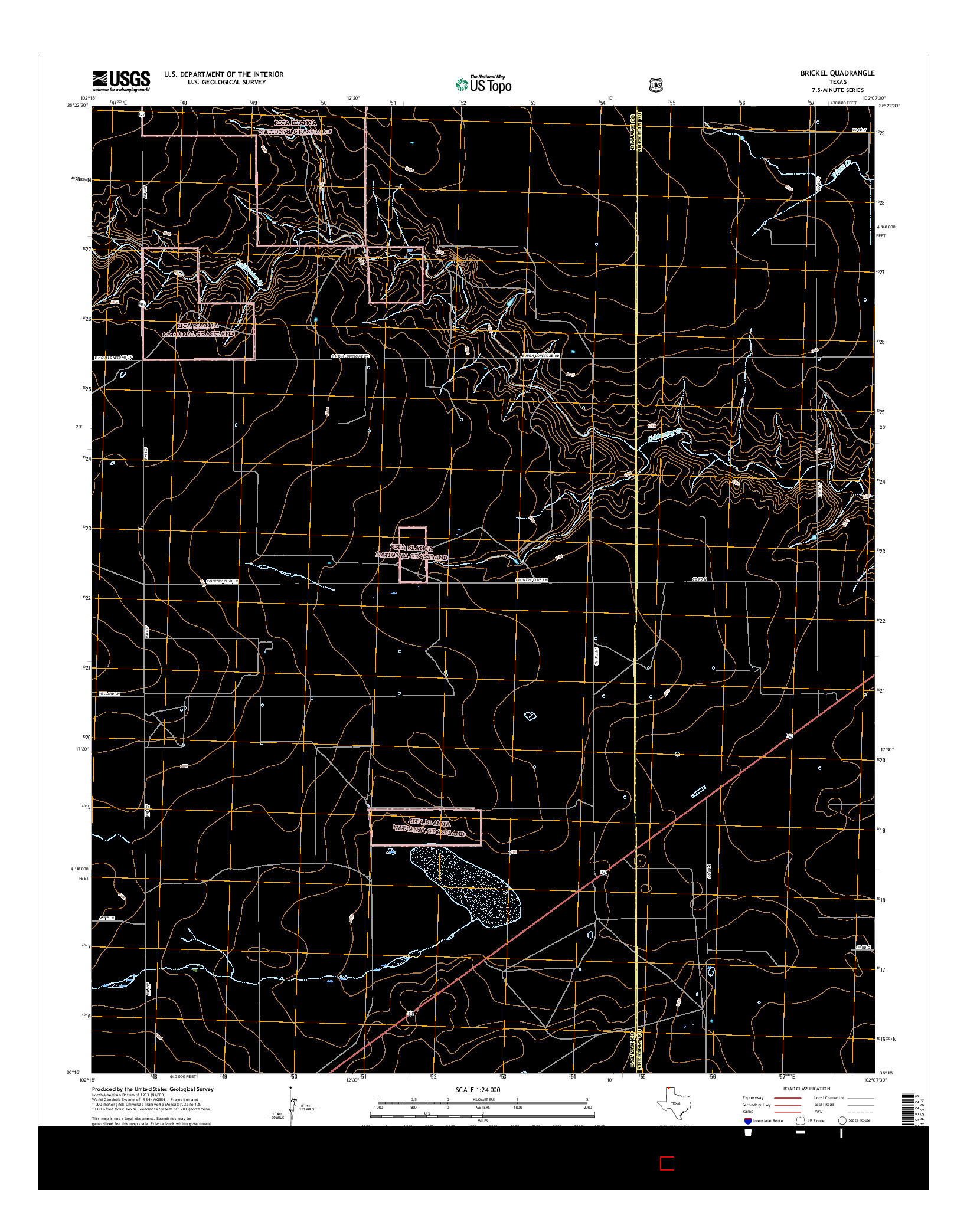 USGS US TOPO 7.5-MINUTE MAP FOR BRICKEL, TX 2016