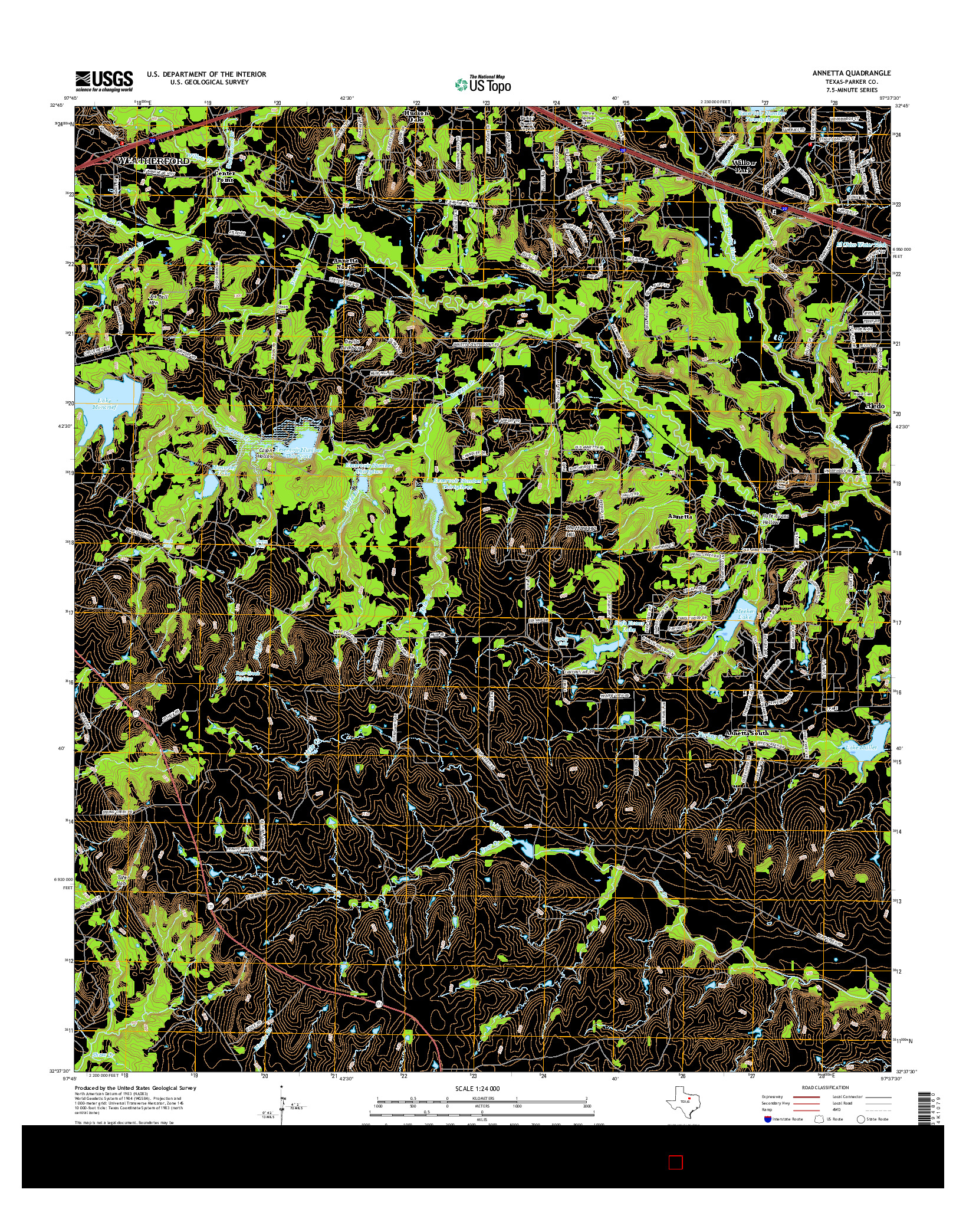 USGS US TOPO 7.5-MINUTE MAP FOR ANNETTA, TX 2016