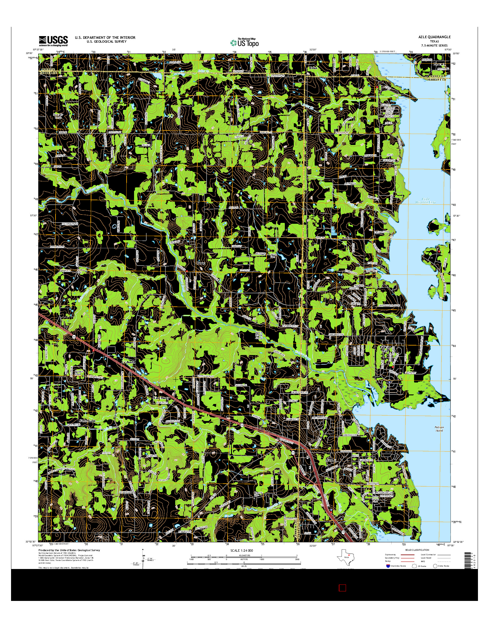 USGS US TOPO 7.5-MINUTE MAP FOR AZLE, TX 2016