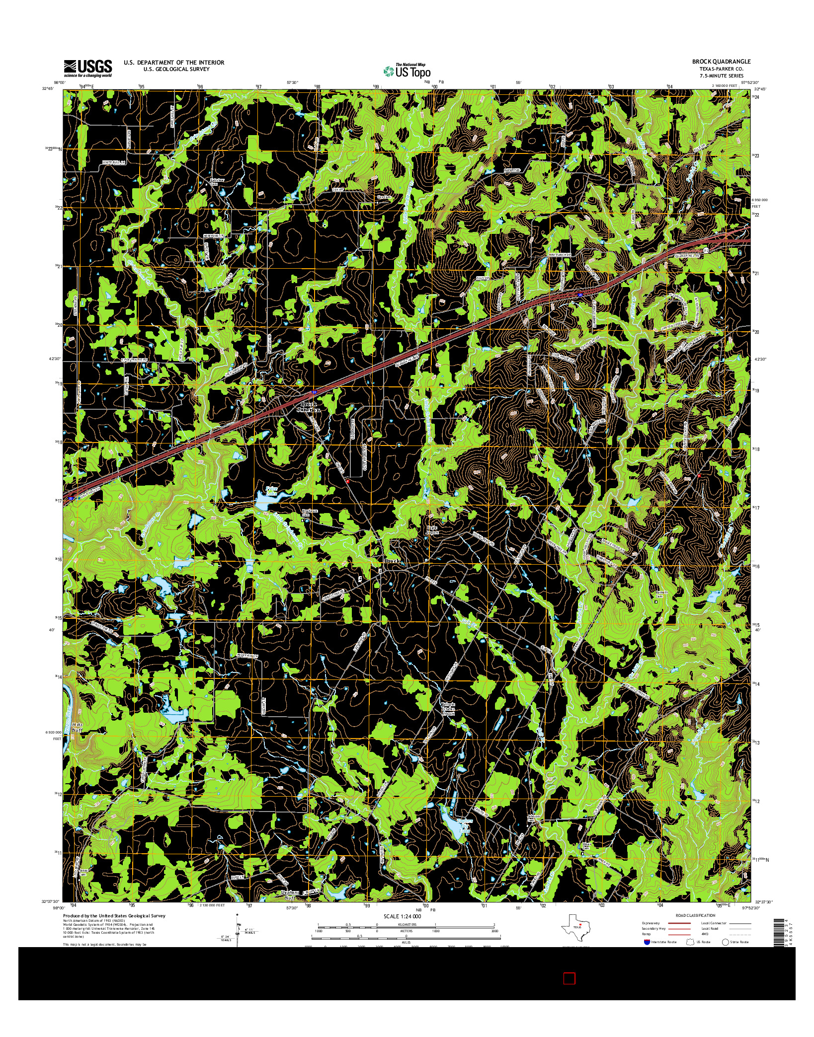 USGS US TOPO 7.5-MINUTE MAP FOR BROCK, TX 2016