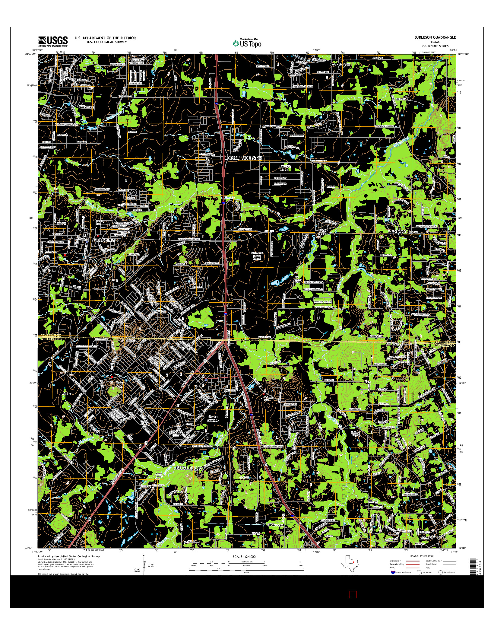 USGS US TOPO 7.5-MINUTE MAP FOR BURLESON, TX 2016