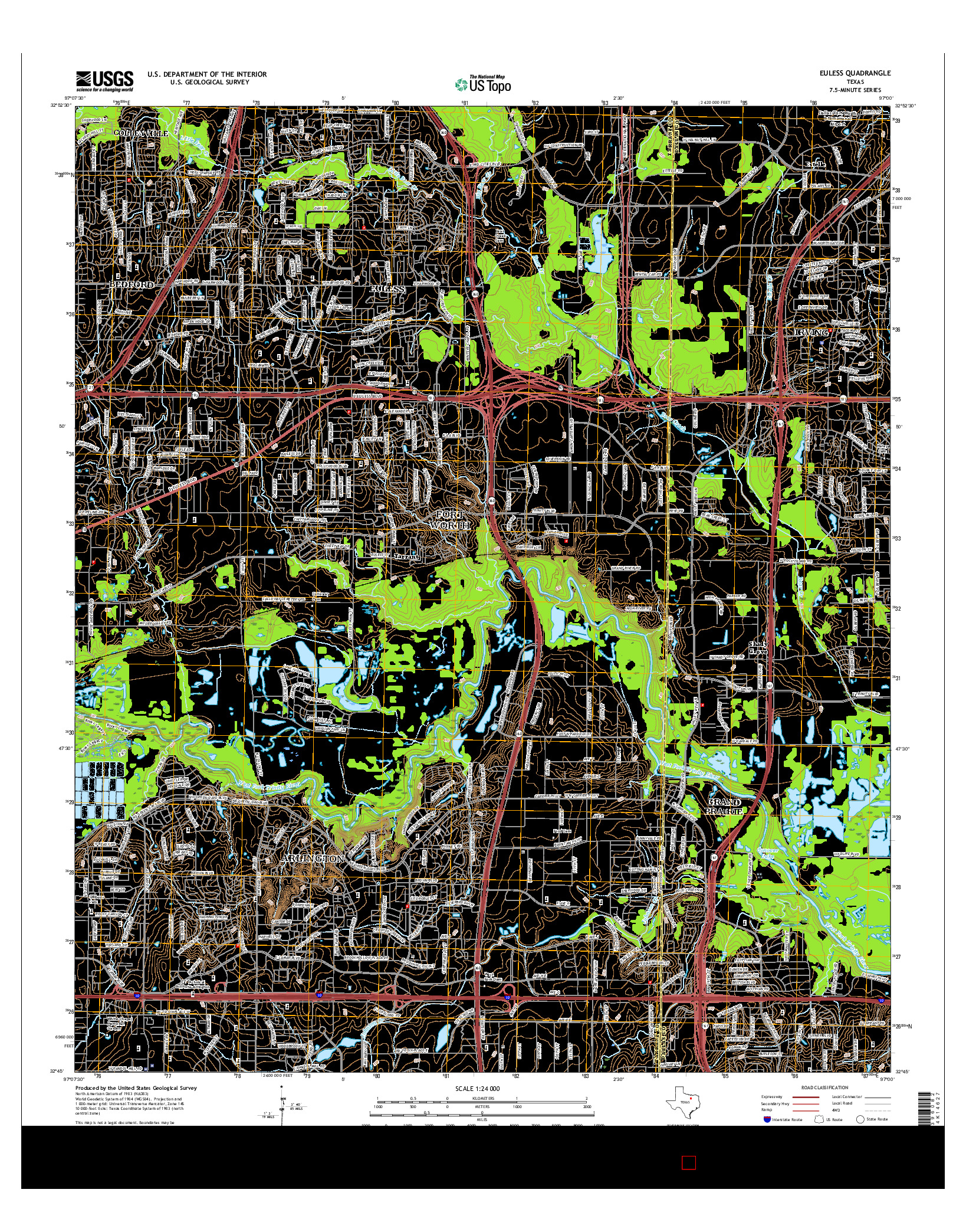 USGS US TOPO 7.5-MINUTE MAP FOR EULESS, TX 2016