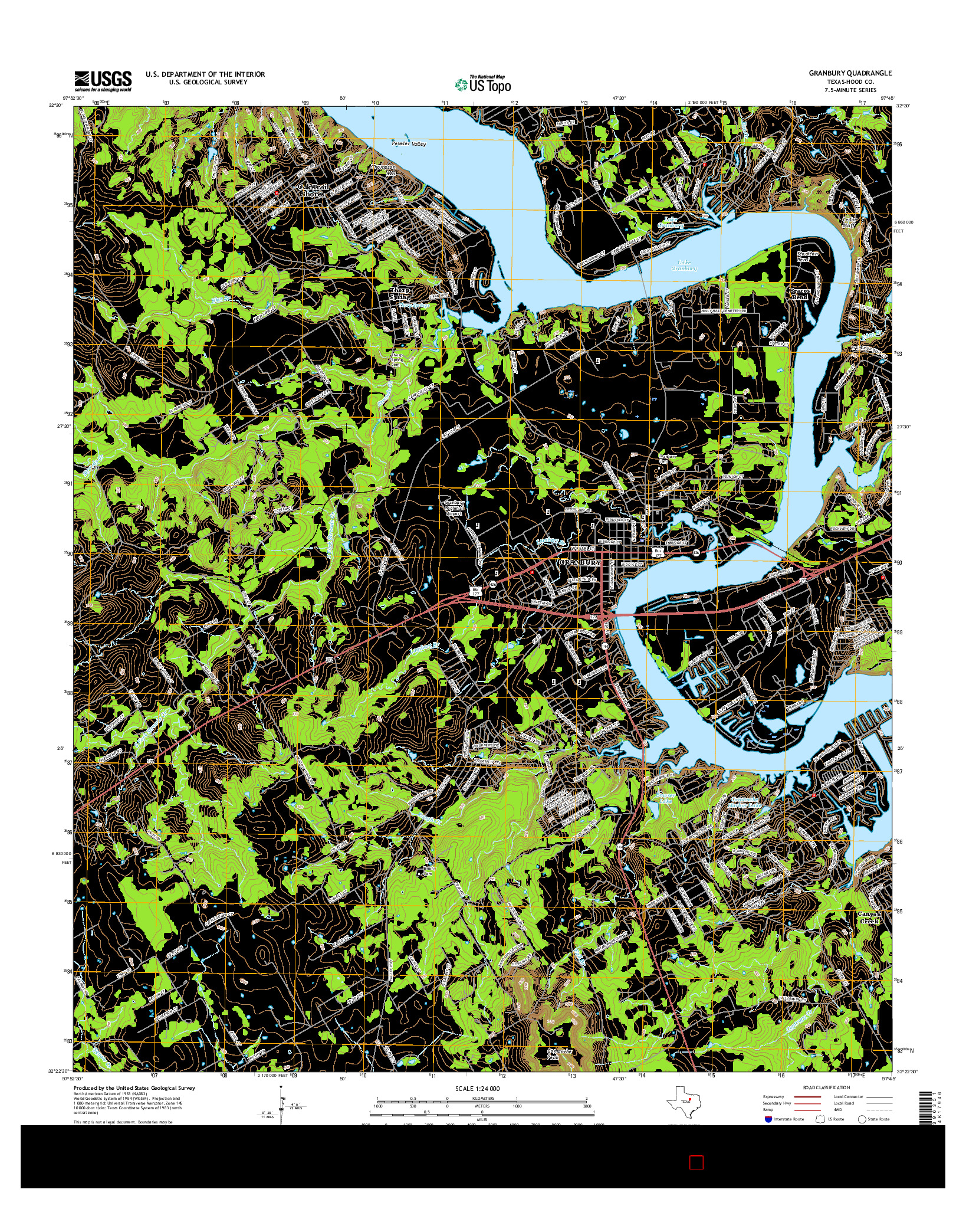 USGS US TOPO 7.5-MINUTE MAP FOR GRANBURY, TX 2016