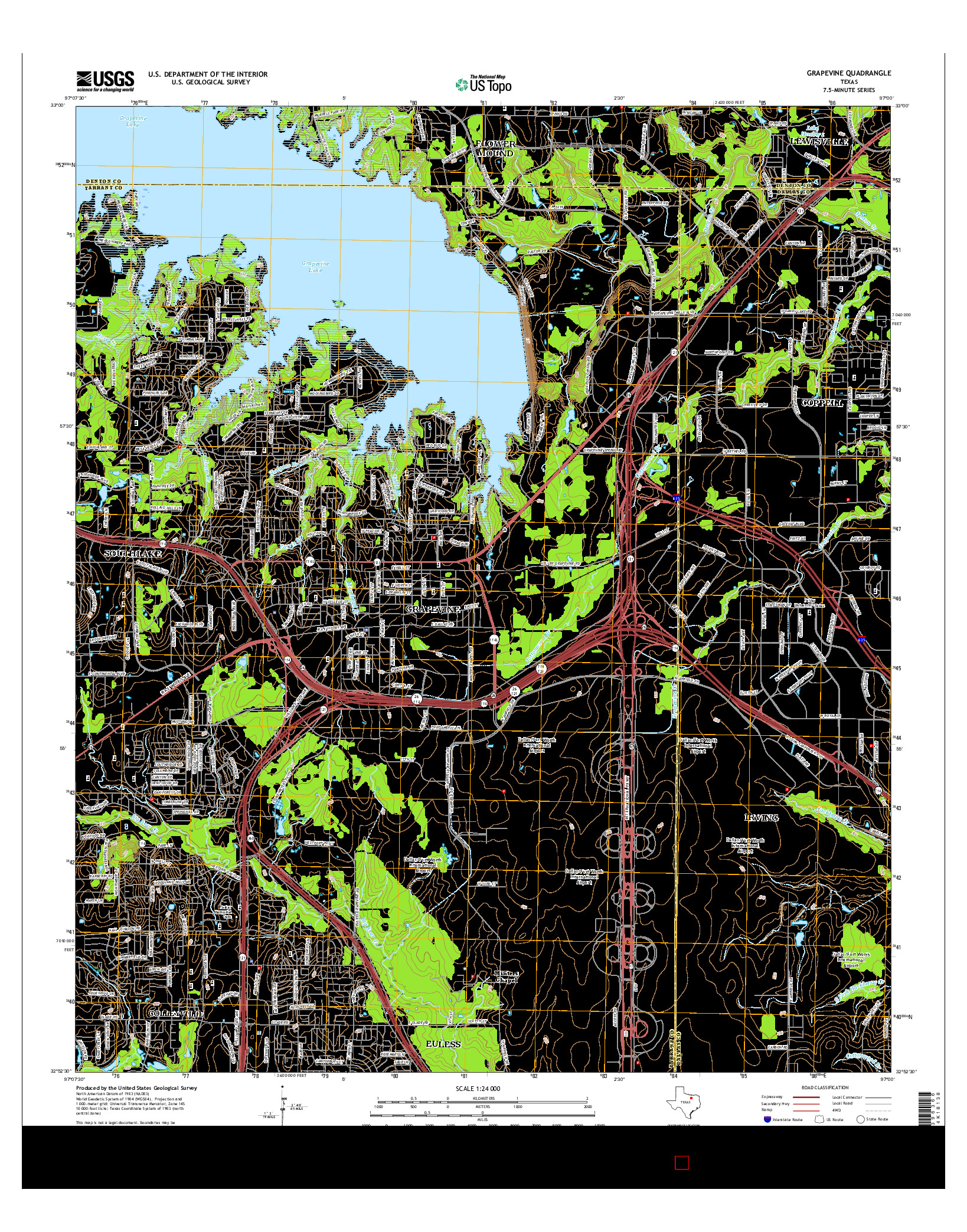 USGS US TOPO 7.5-MINUTE MAP FOR GRAPEVINE, TX 2016