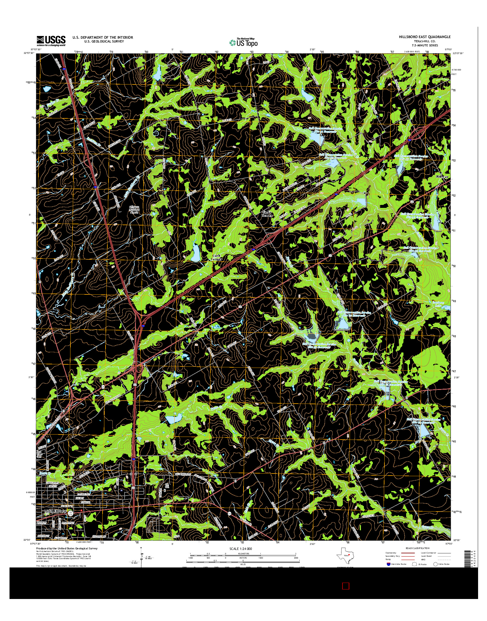 USGS US TOPO 7.5-MINUTE MAP FOR HILLSBORO EAST, TX 2016