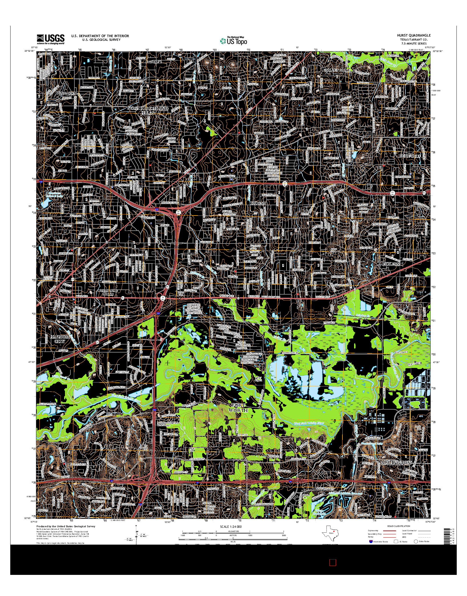 USGS US TOPO 7.5-MINUTE MAP FOR HURST, TX 2016