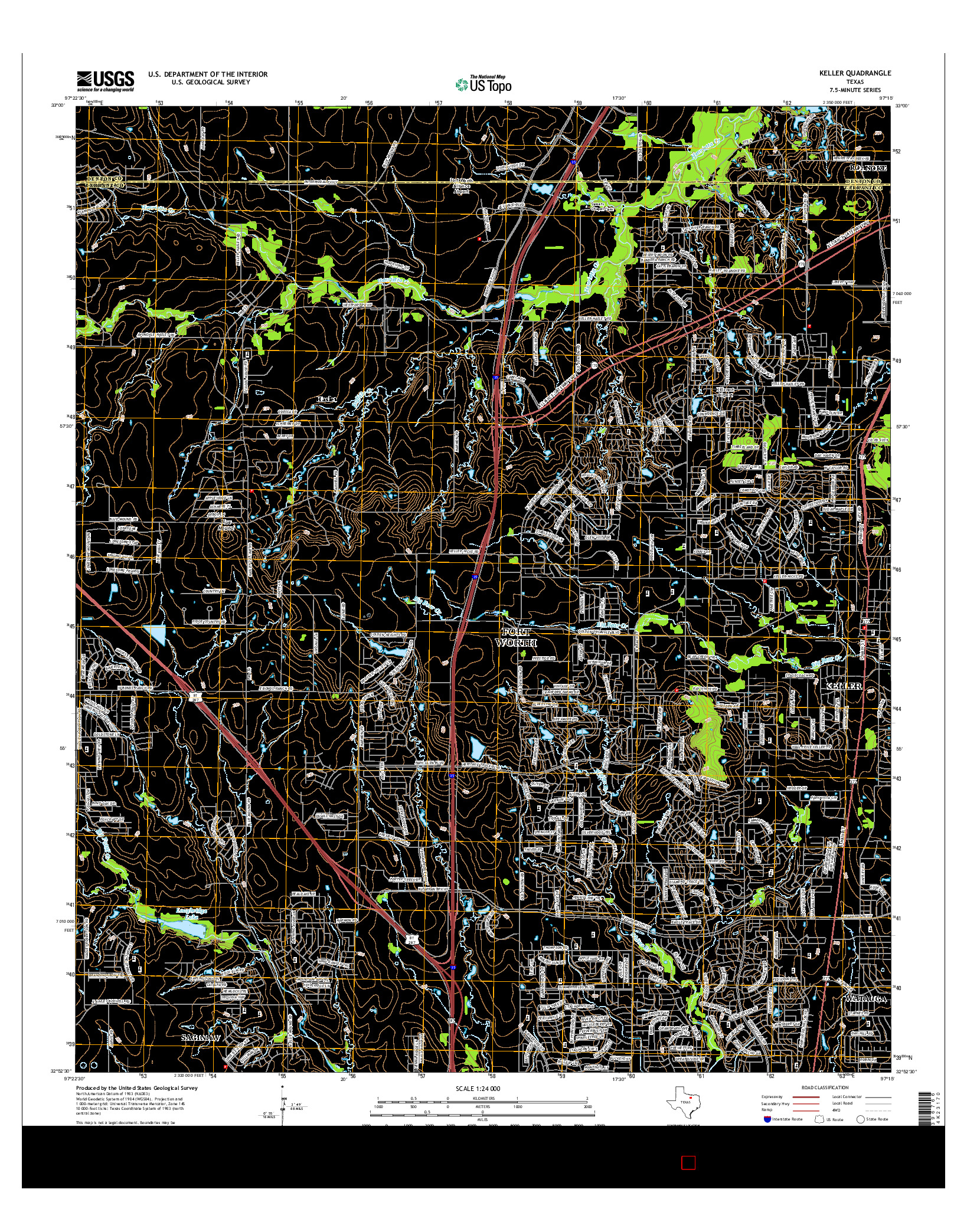 USGS US TOPO 7.5-MINUTE MAP FOR KELLER, TX 2016