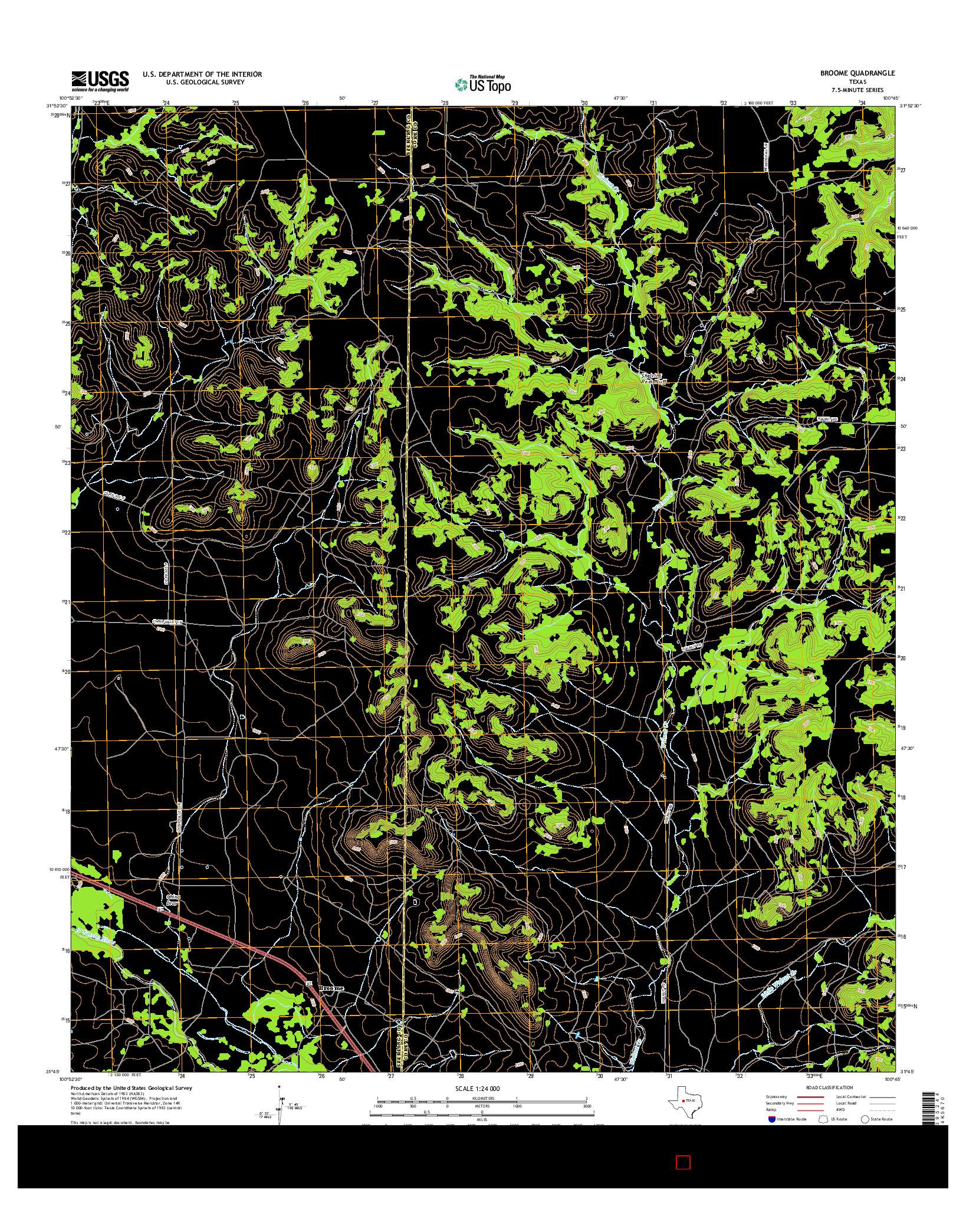 USGS US TOPO 7.5-MINUTE MAP FOR BROOME, TX 2016