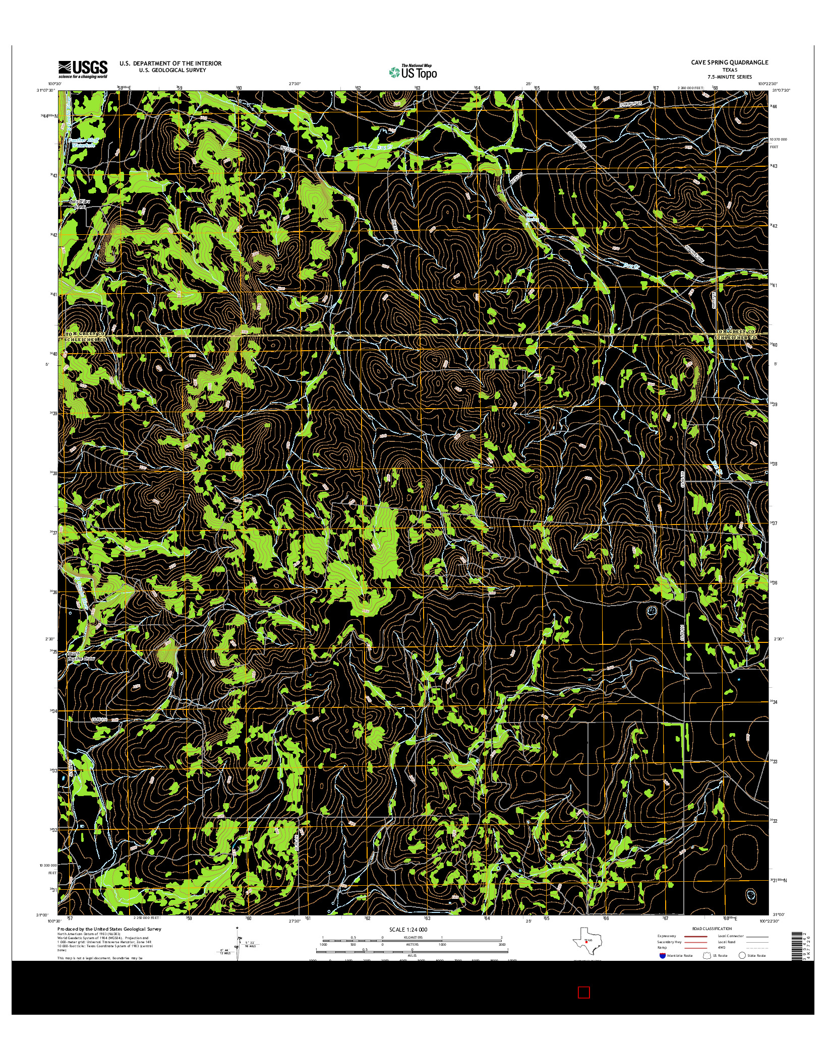 USGS US TOPO 7.5-MINUTE MAP FOR CAVE SPRING, TX 2016