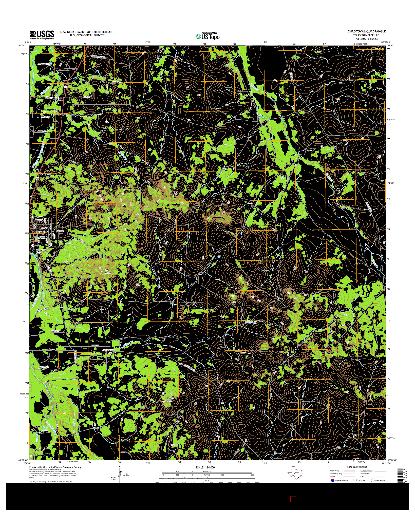 USGS US TOPO 7.5-MINUTE MAP FOR CHRISTOVAL, TX 2016