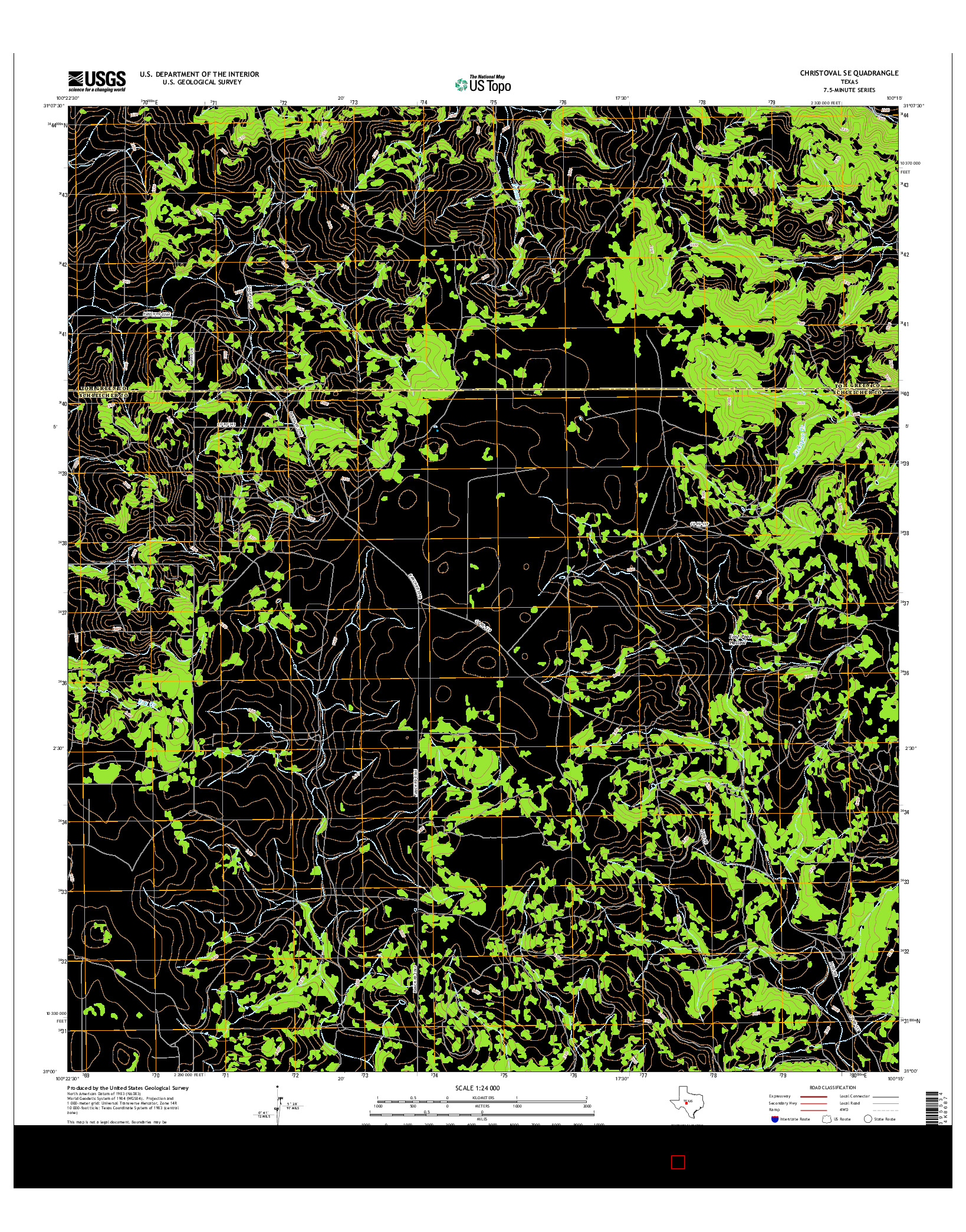 USGS US TOPO 7.5-MINUTE MAP FOR CHRISTOVAL SE, TX 2016