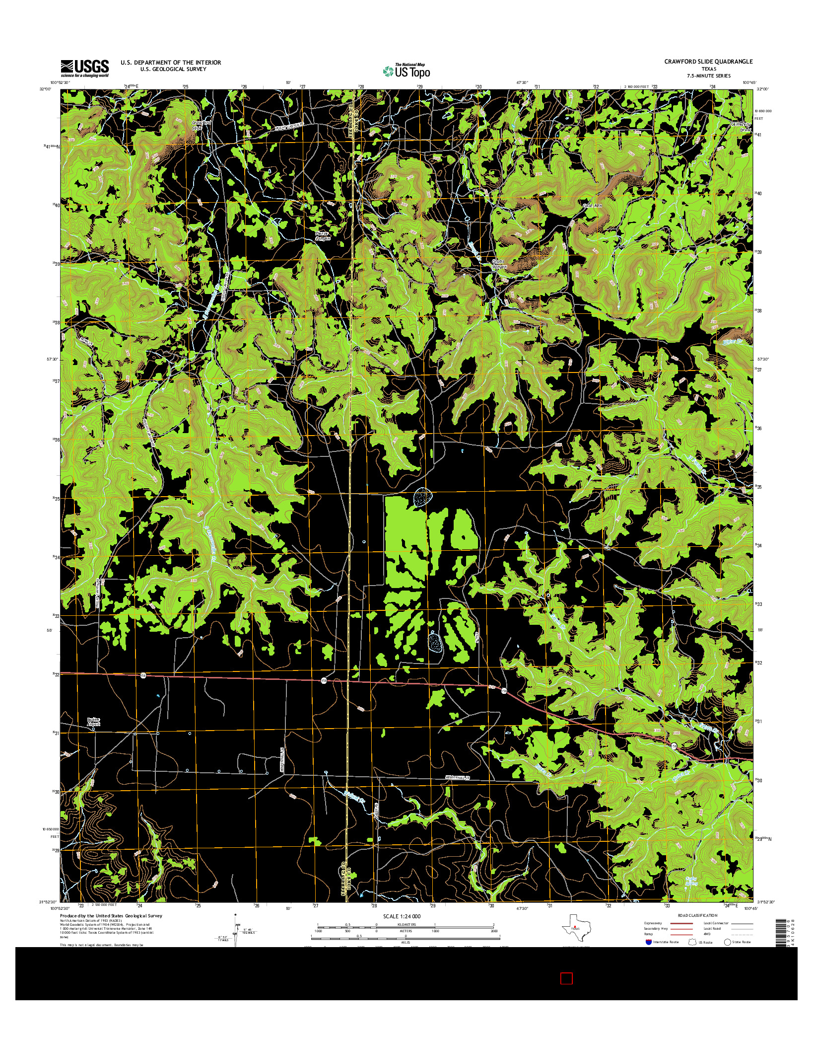 USGS US TOPO 7.5-MINUTE MAP FOR CRAWFORD SLIDE, TX 2016