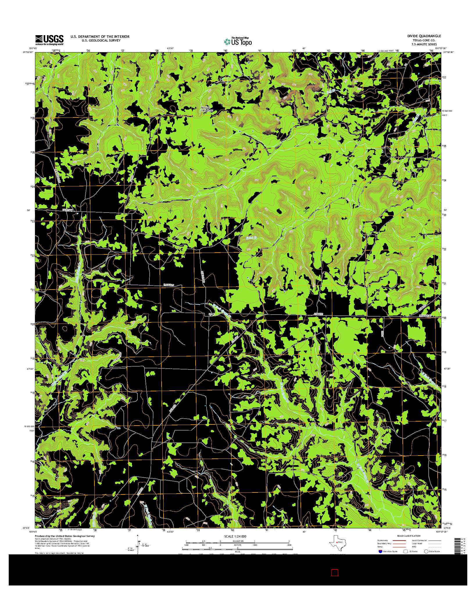 USGS US TOPO 7.5-MINUTE MAP FOR DIVIDE, TX 2016