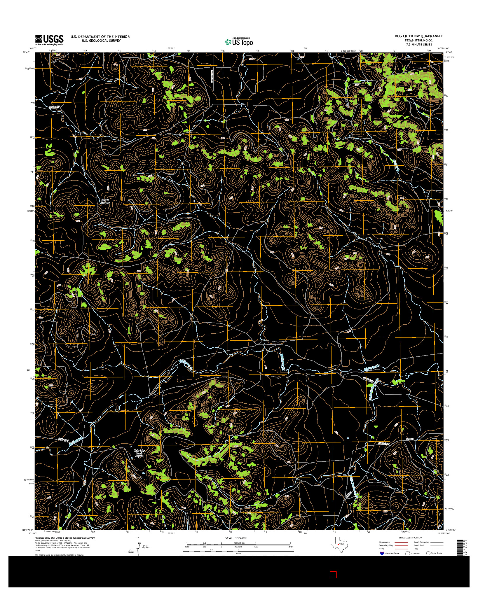 USGS US TOPO 7.5-MINUTE MAP FOR DOG CREEK NW, TX 2016