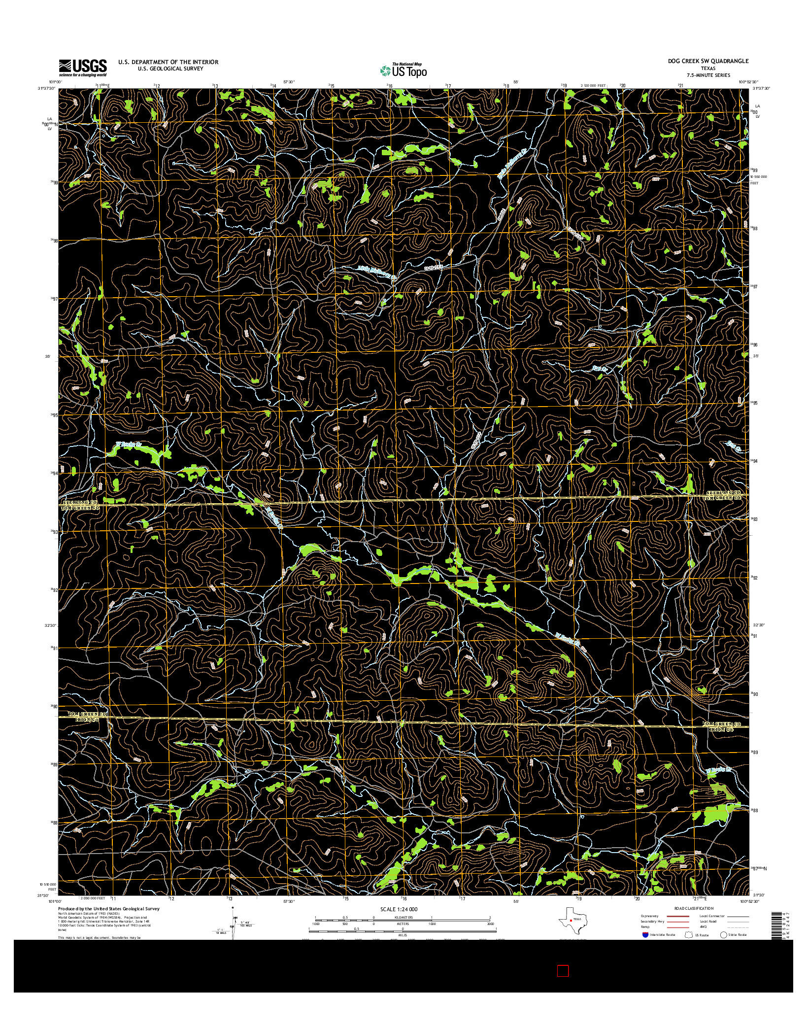 USGS US TOPO 7.5-MINUTE MAP FOR DOG CREEK SW, TX 2016