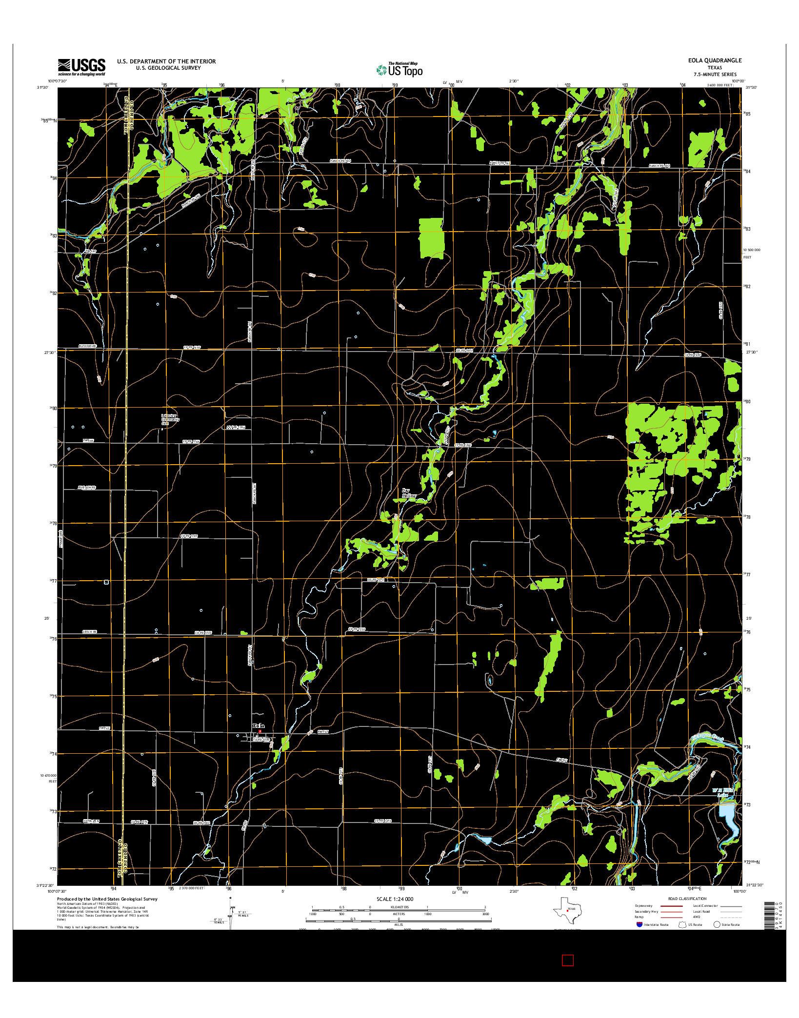 USGS US TOPO 7.5-MINUTE MAP FOR EOLA, TX 2016