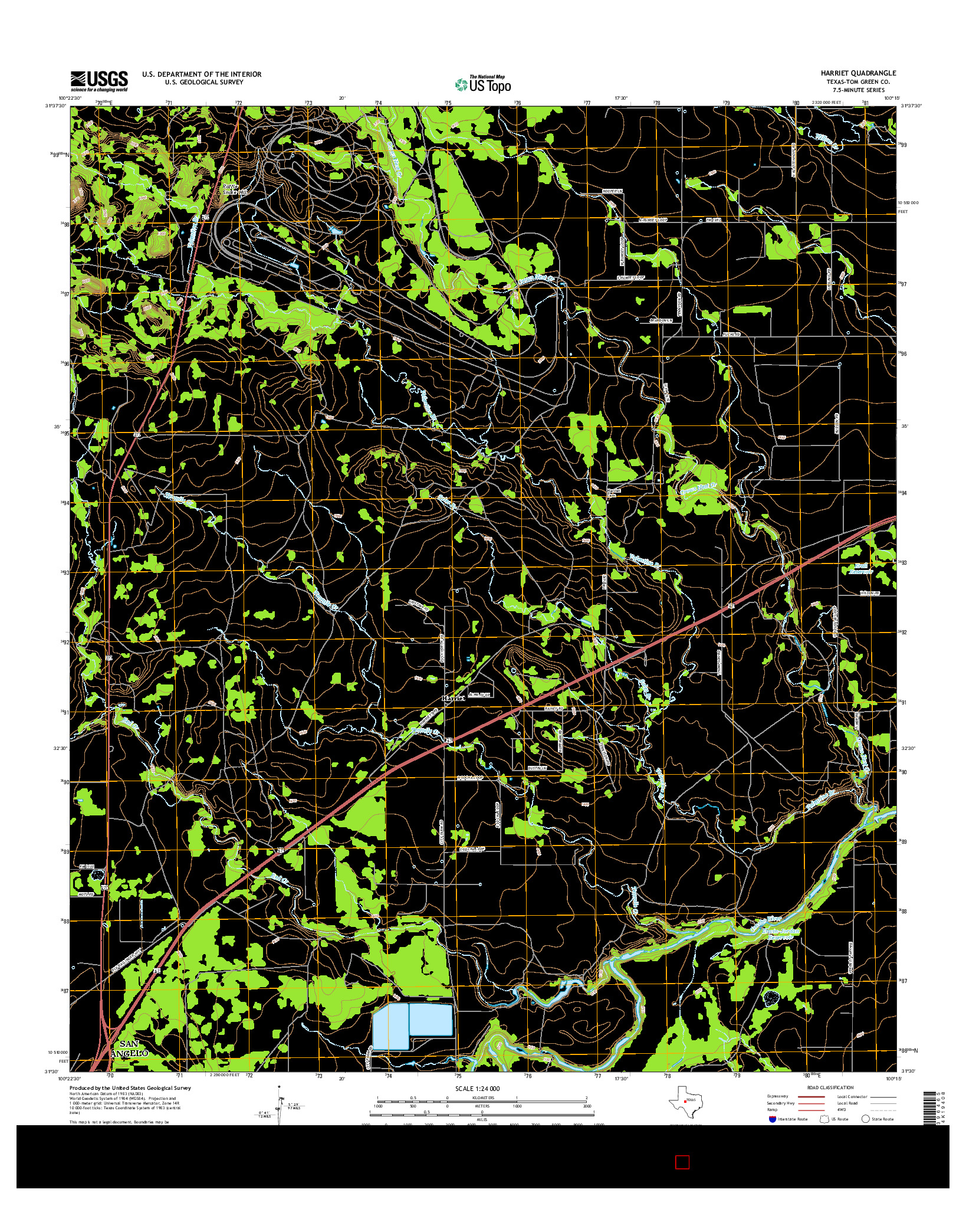 USGS US TOPO 7.5-MINUTE MAP FOR HARRIET, TX 2016