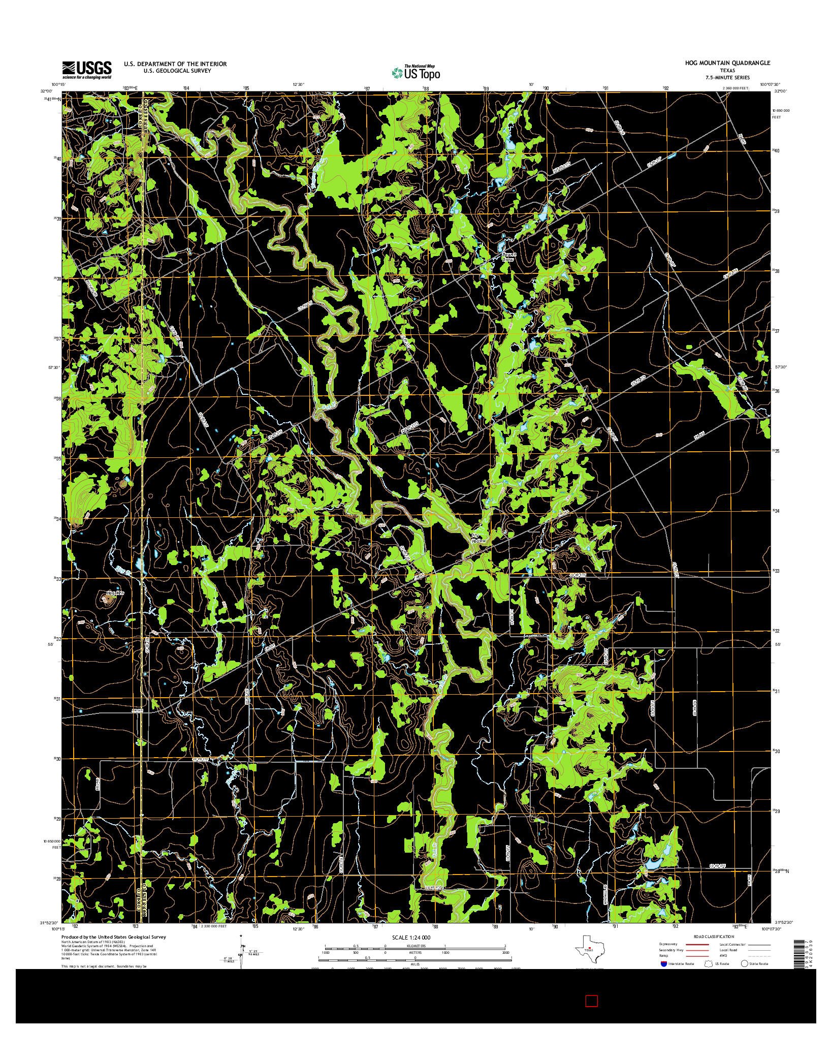 USGS US TOPO 7.5-MINUTE MAP FOR HOG MOUNTAIN, TX 2016