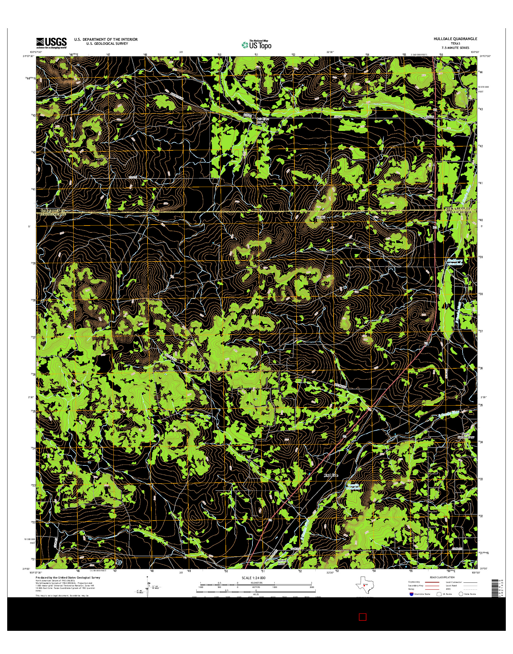 USGS US TOPO 7.5-MINUTE MAP FOR HULLDALE, TX 2016