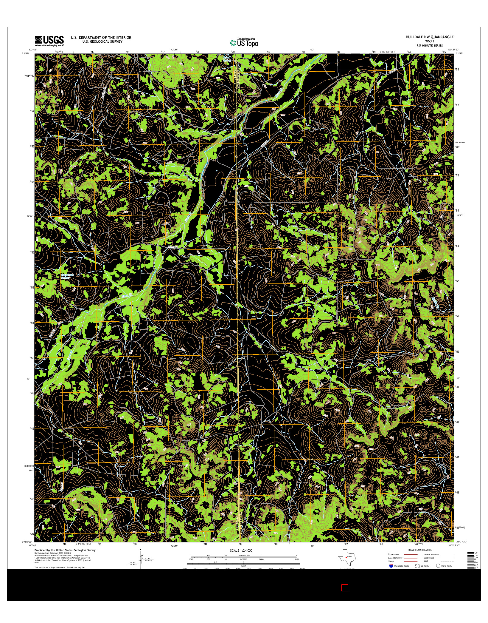 USGS US TOPO 7.5-MINUTE MAP FOR HULLDALE NW, TX 2016