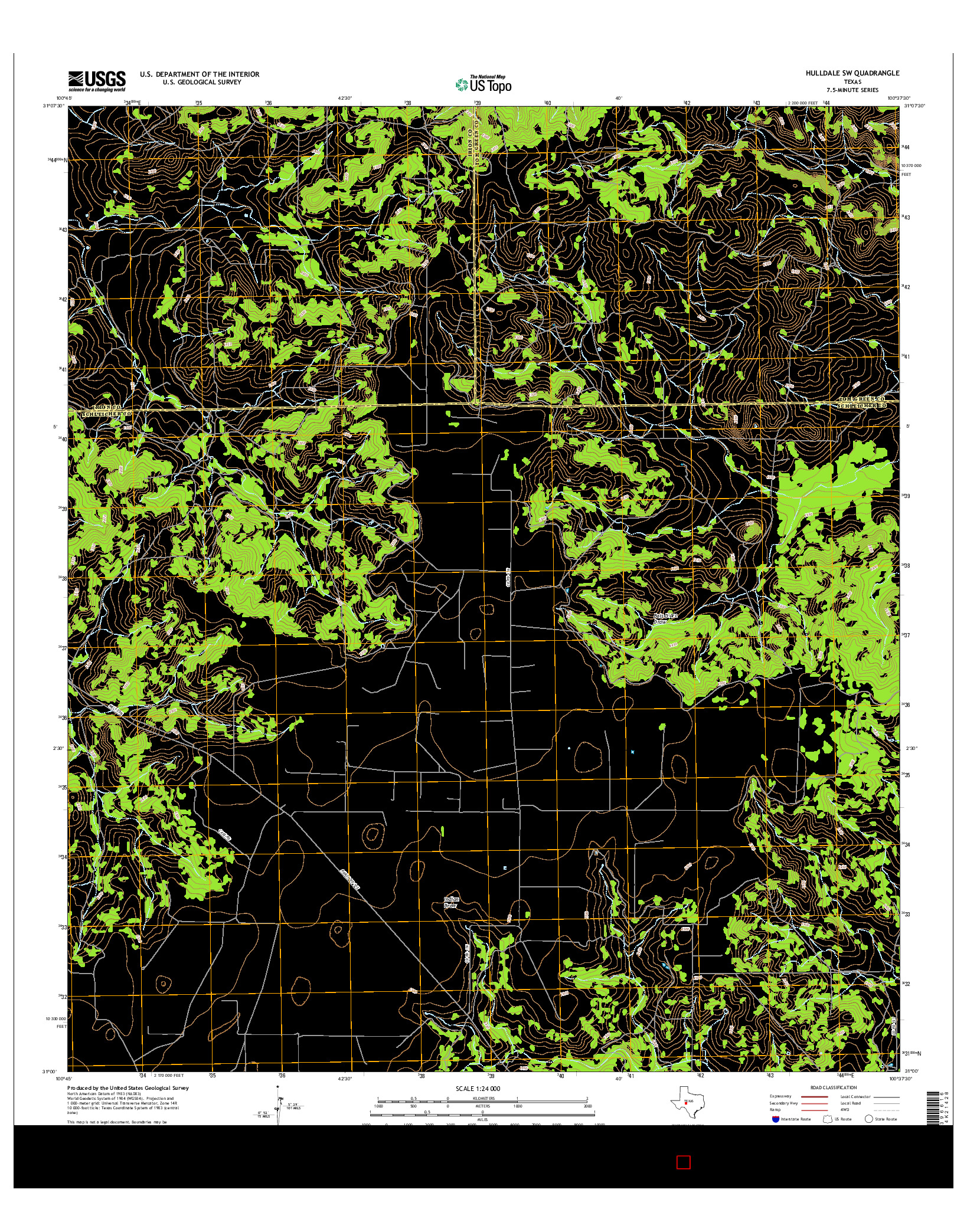 USGS US TOPO 7.5-MINUTE MAP FOR HULLDALE SW, TX 2016