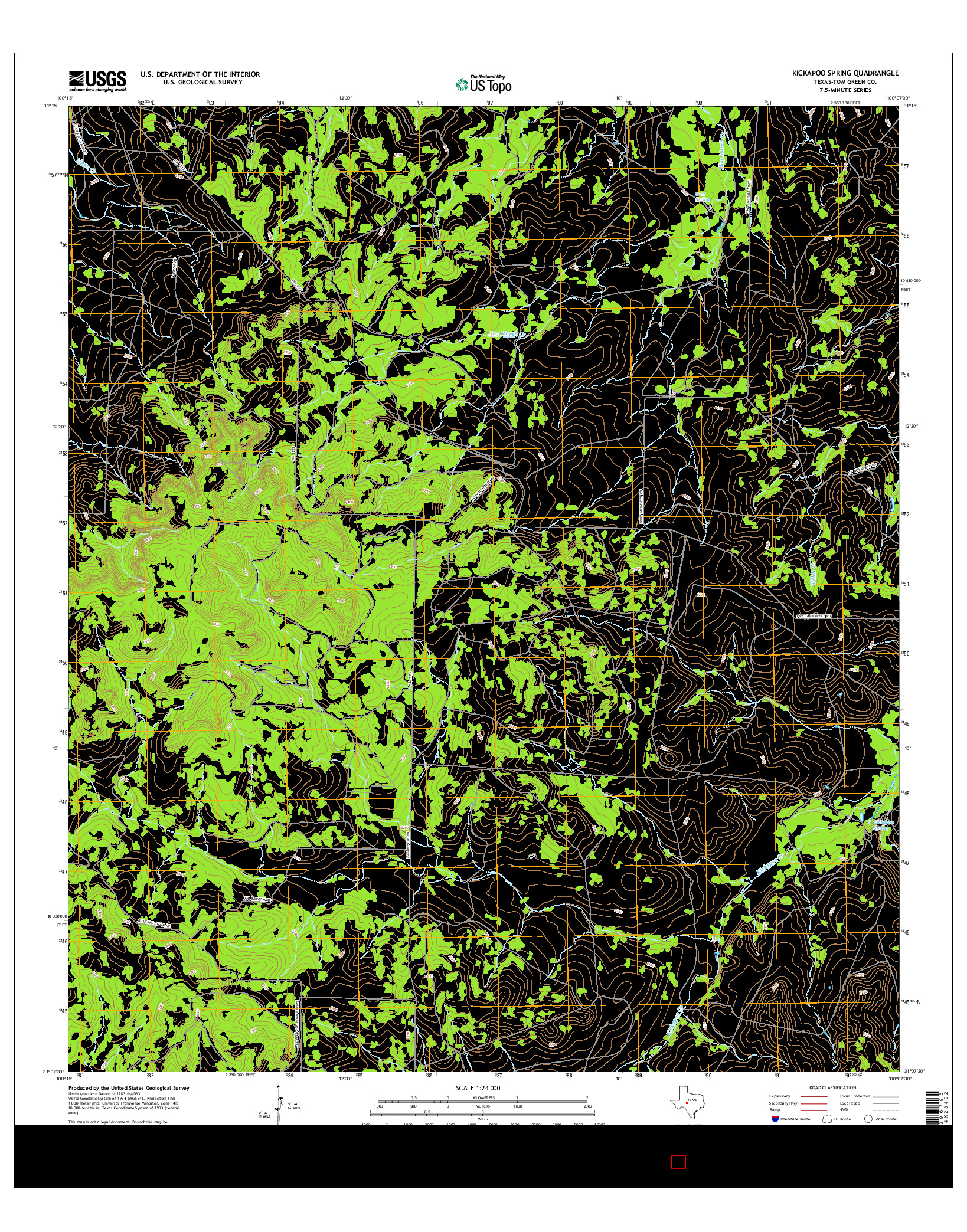 USGS US TOPO 7.5-MINUTE MAP FOR KICKAPOO SPRING, TX 2016