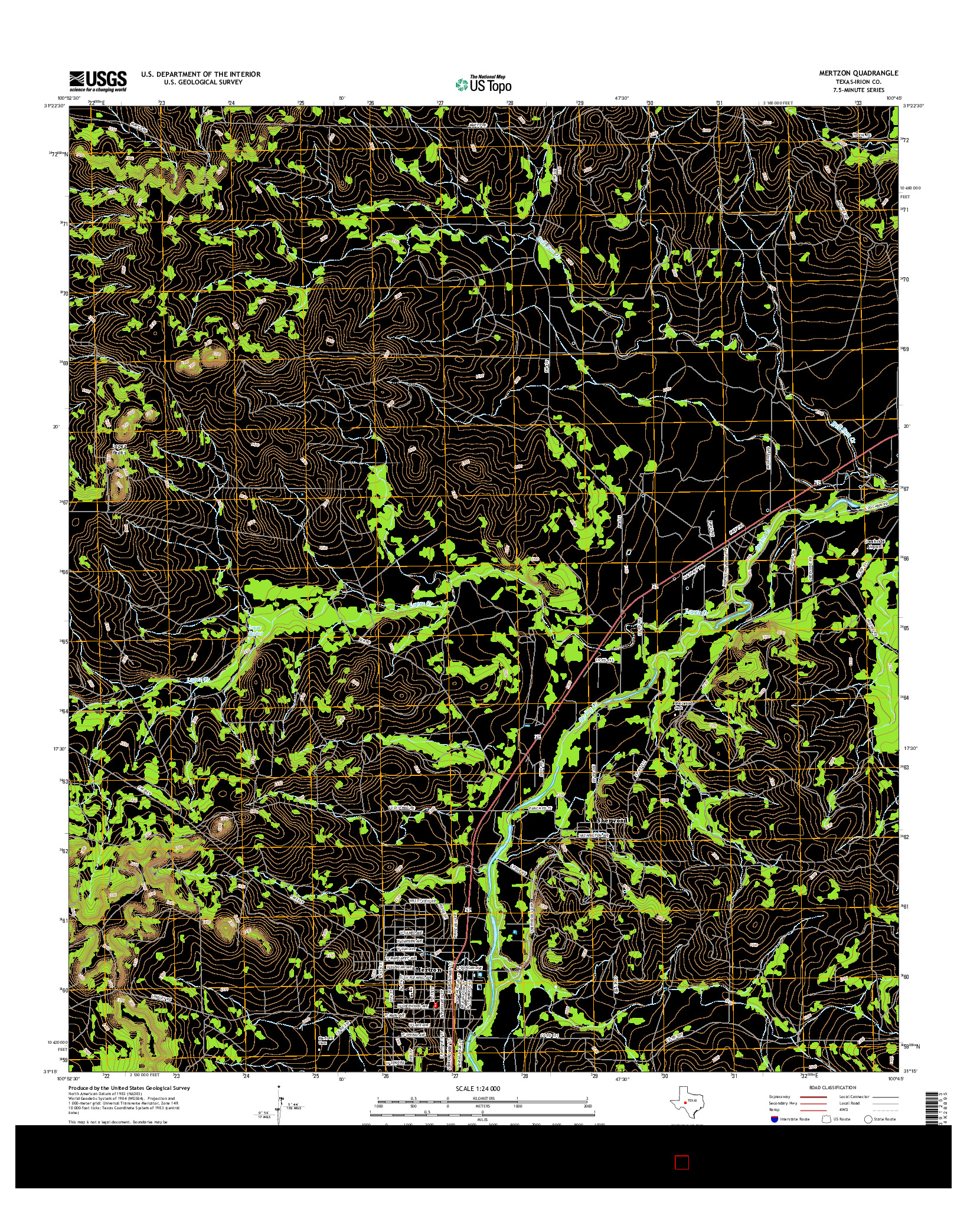 USGS US TOPO 7.5-MINUTE MAP FOR MERTZON, TX 2016