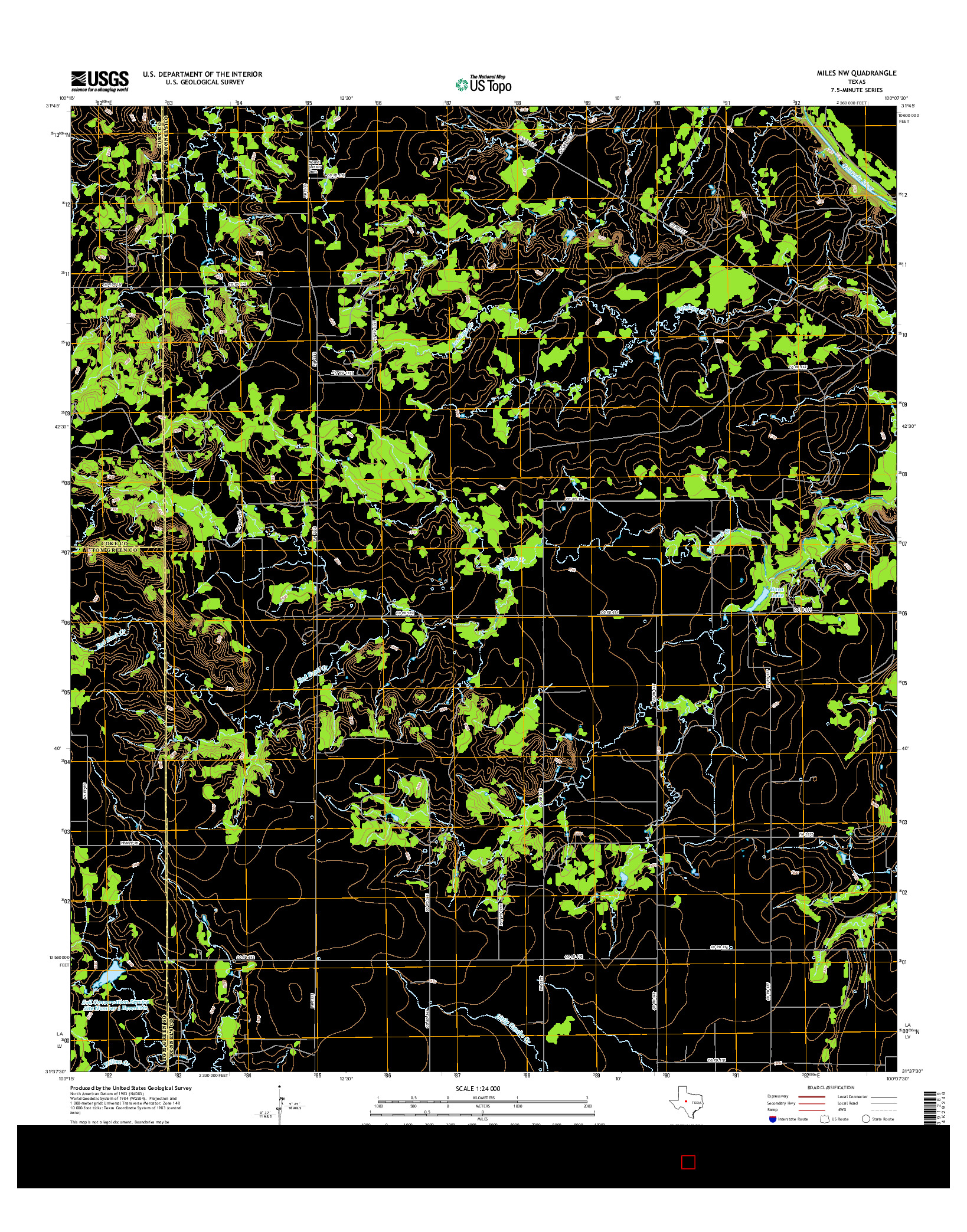 USGS US TOPO 7.5-MINUTE MAP FOR MILES NW, TX 2016