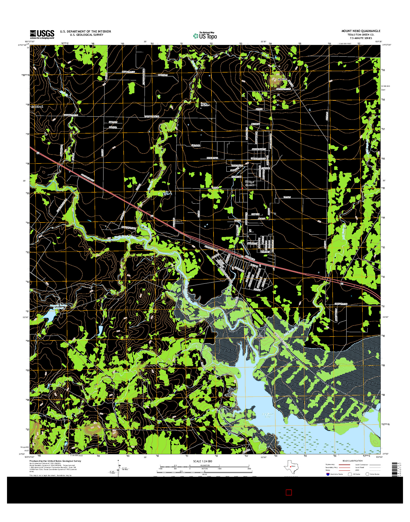 USGS US TOPO 7.5-MINUTE MAP FOR MOUNT NEBO, TX 2016