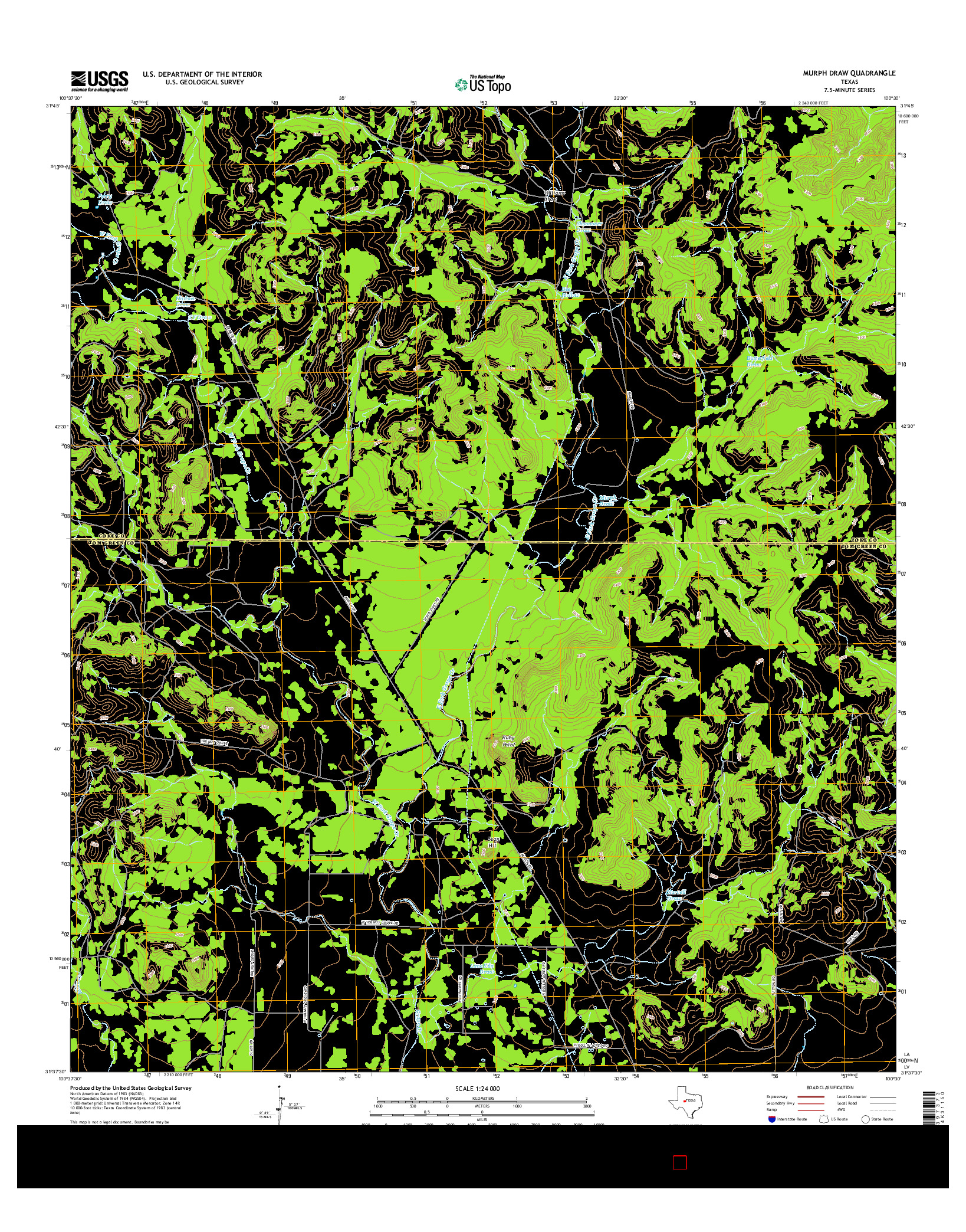 USGS US TOPO 7.5-MINUTE MAP FOR MURPH DRAW, TX 2016