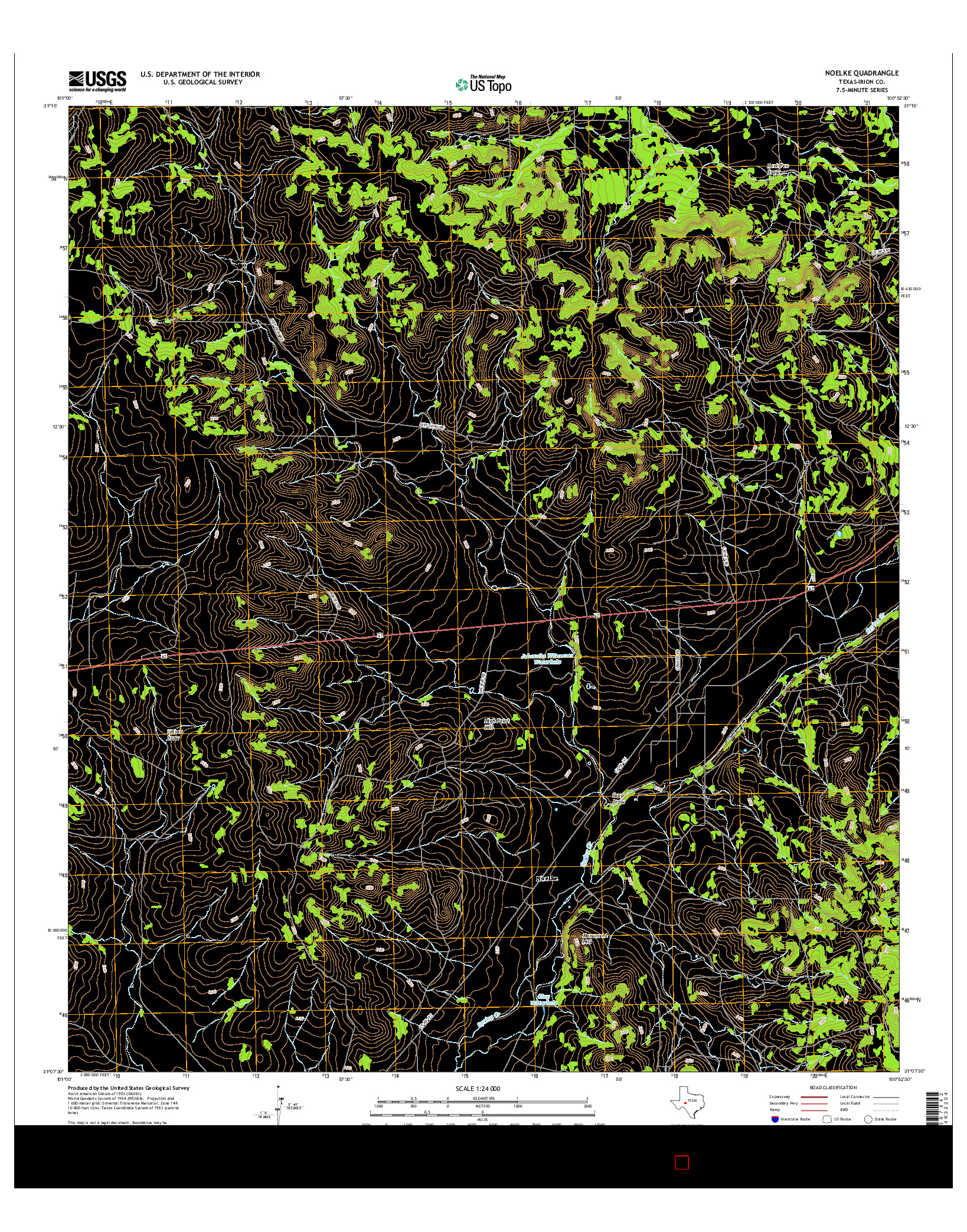 USGS US TOPO 7.5-MINUTE MAP FOR NOELKE, TX 2016