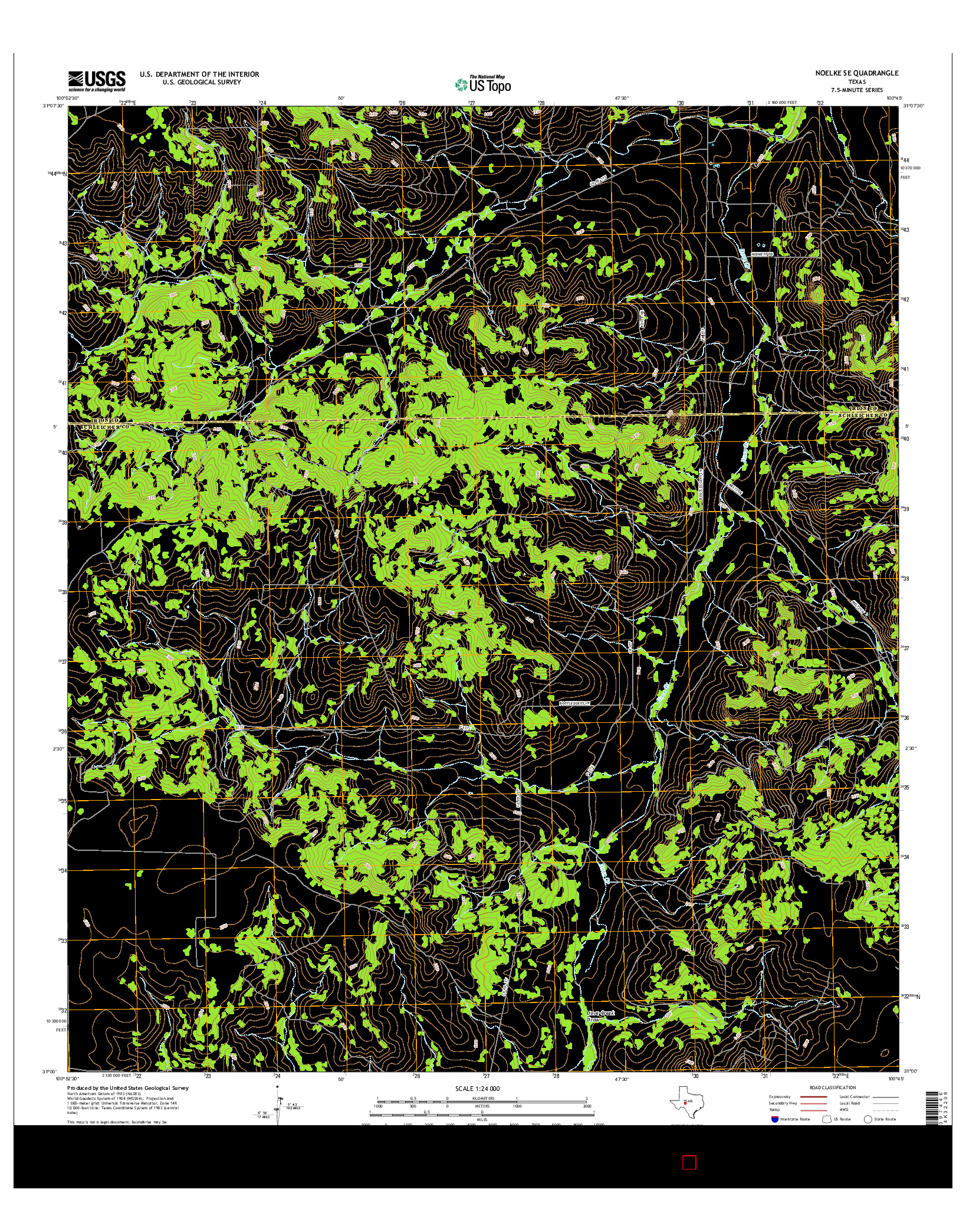 USGS US TOPO 7.5-MINUTE MAP FOR NOELKE SE, TX 2016