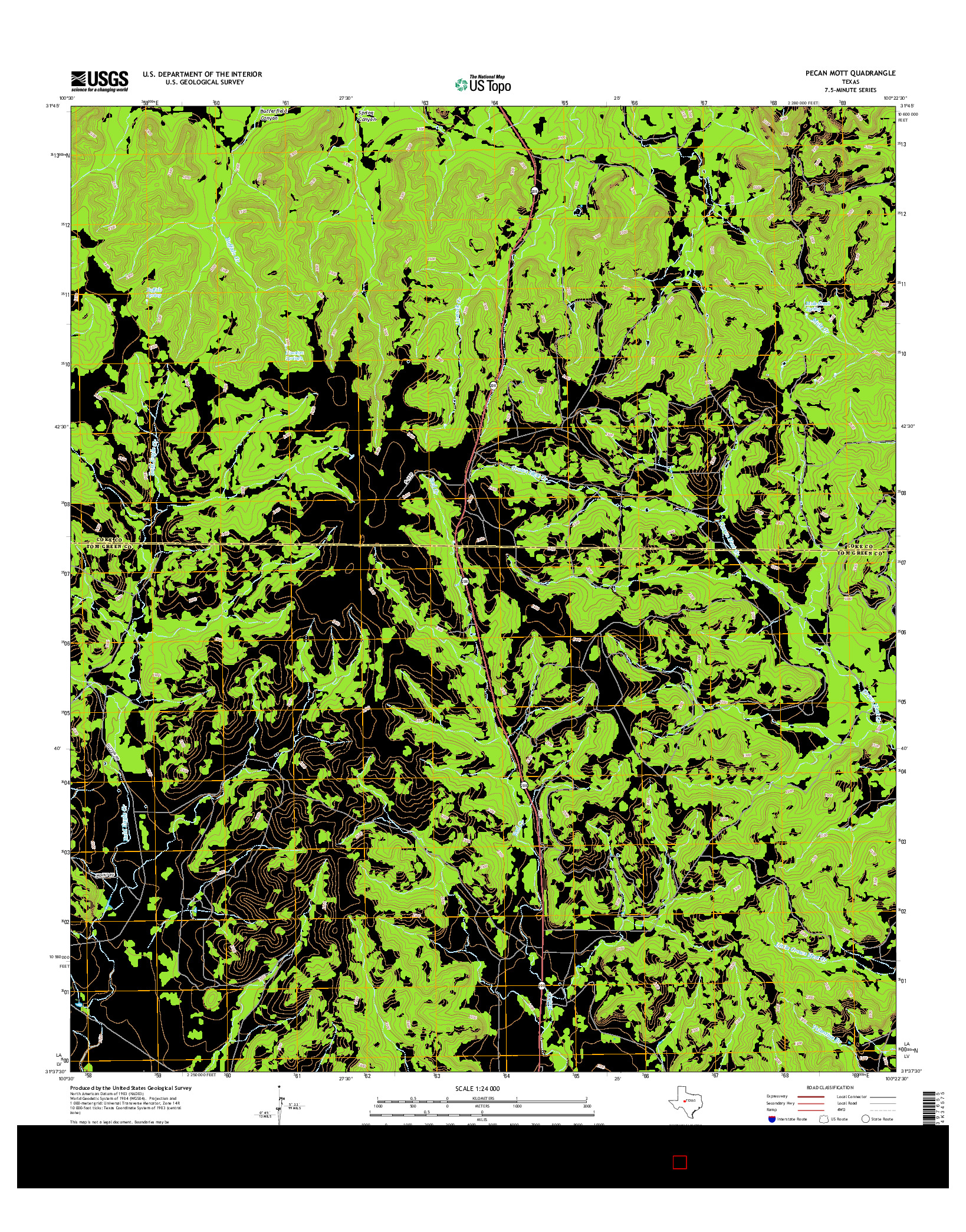 USGS US TOPO 7.5-MINUTE MAP FOR PECAN MOTT, TX 2016