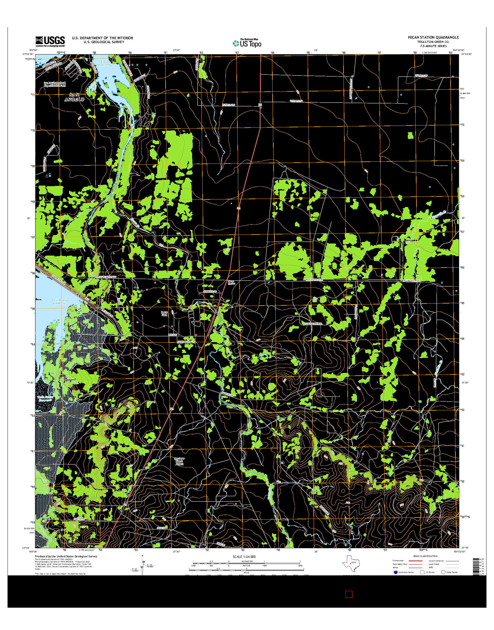 USGS US TOPO 7.5-MINUTE MAP FOR PECAN STATION, TX 2016