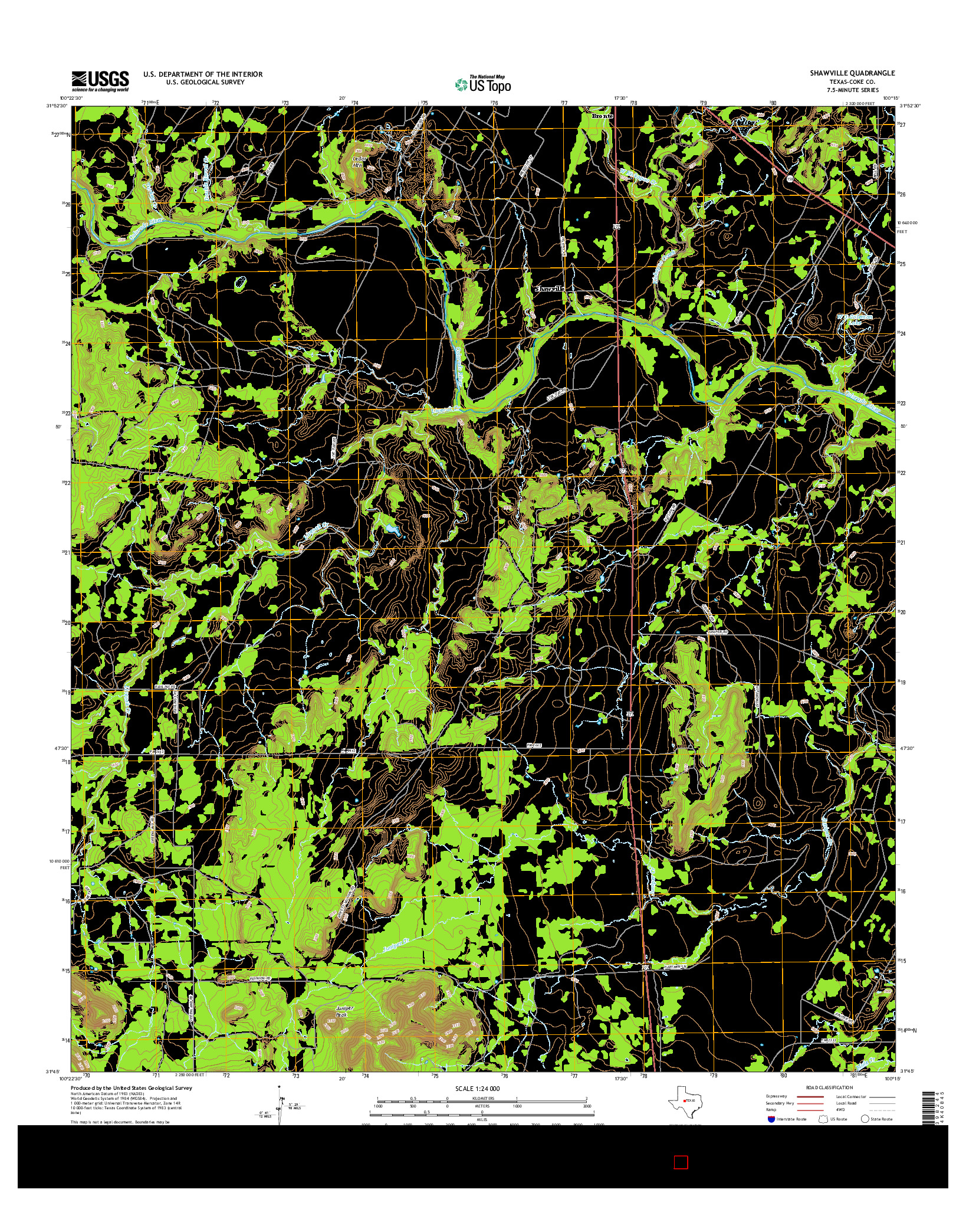 USGS US TOPO 7.5-MINUTE MAP FOR SHAWVILLE, TX 2016