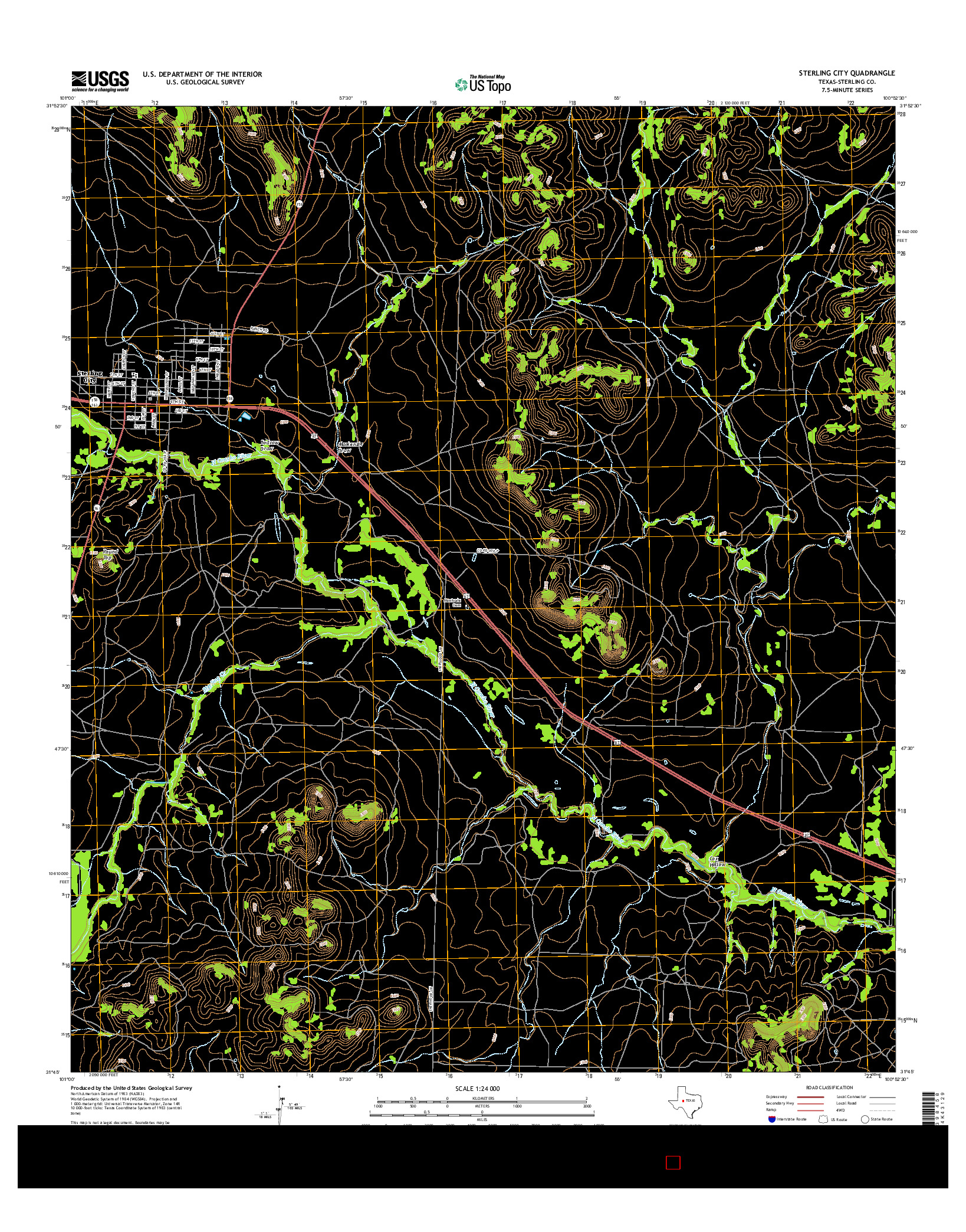 USGS US TOPO 7.5-MINUTE MAP FOR STERLING CITY, TX 2016