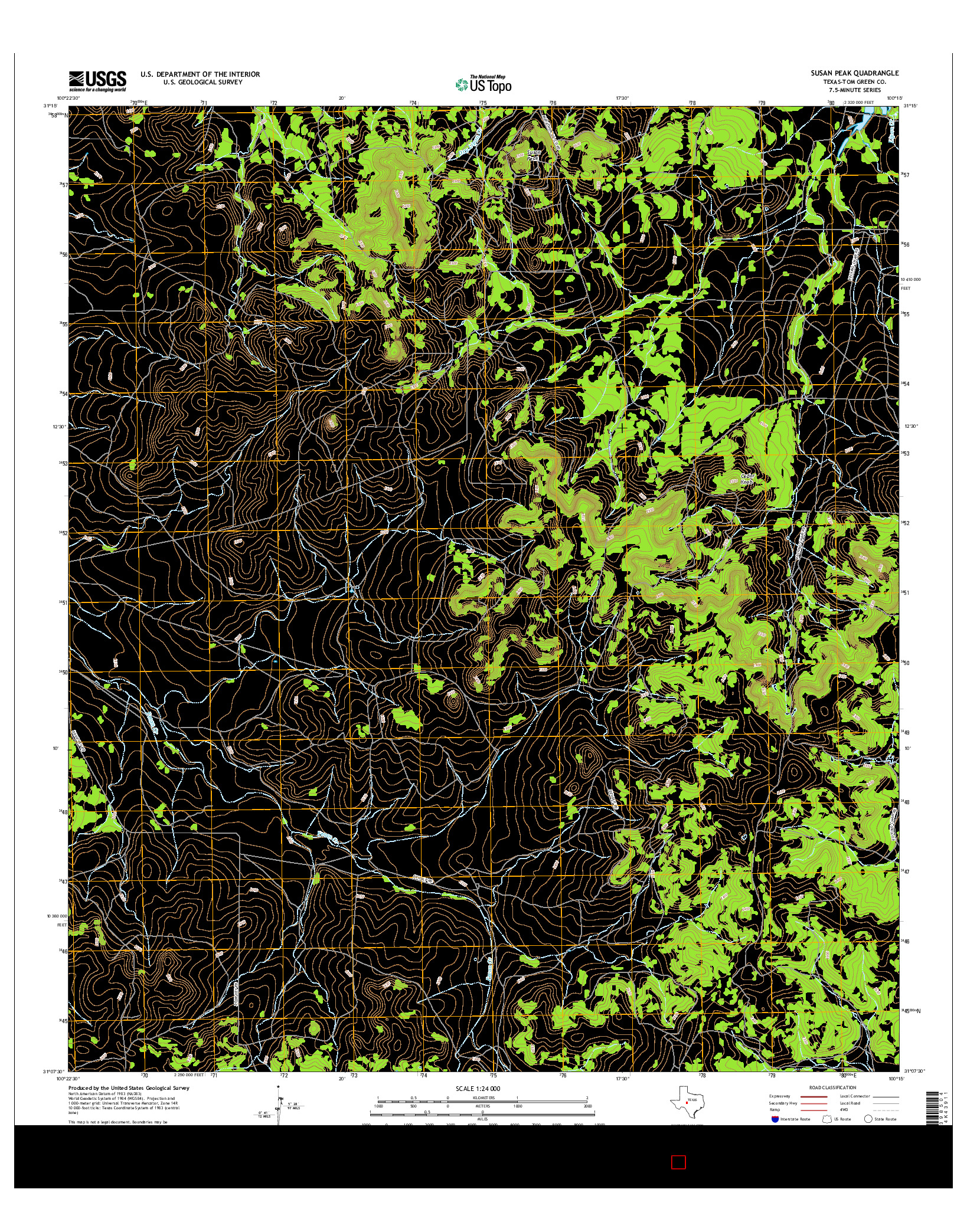 USGS US TOPO 7.5-MINUTE MAP FOR SUSAN PEAK, TX 2016