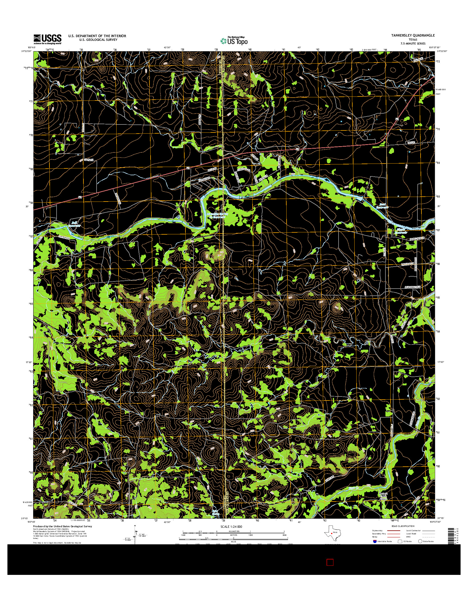 USGS US TOPO 7.5-MINUTE MAP FOR TANKERSLEY, TX 2016