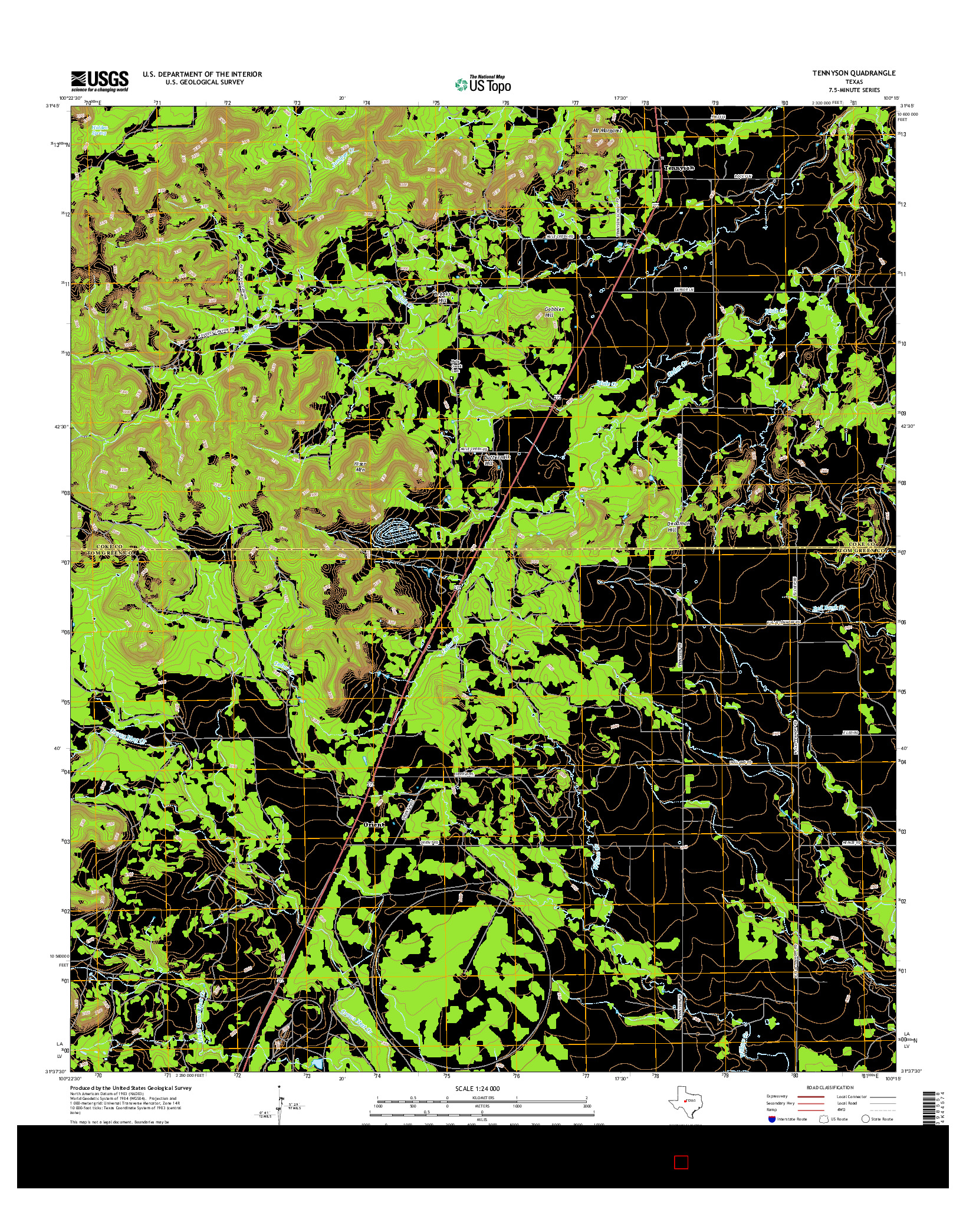 USGS US TOPO 7.5-MINUTE MAP FOR TENNYSON, TX 2016